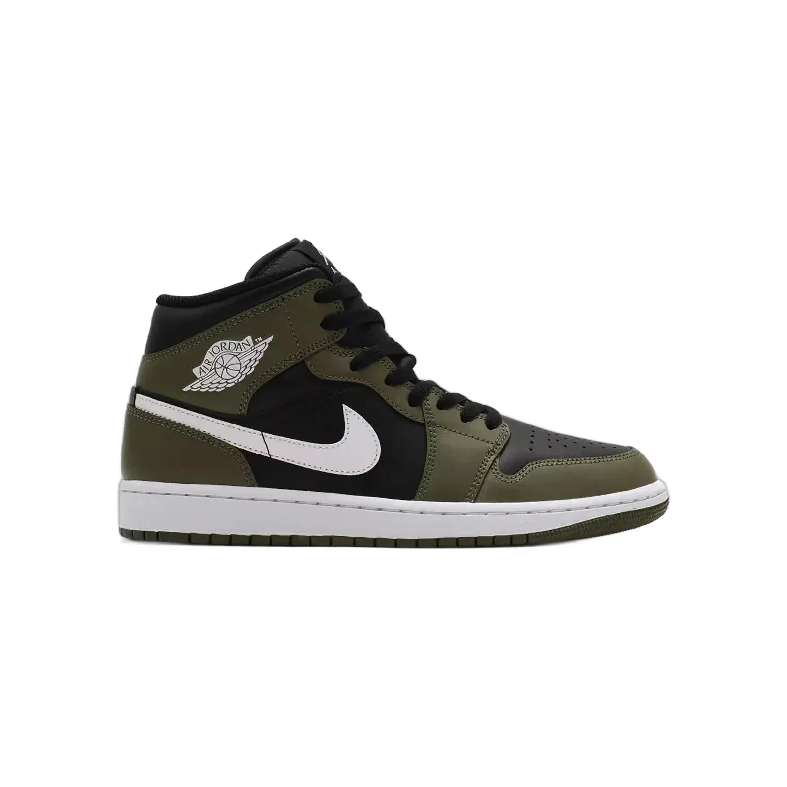 Jordan 1 Mid Black White Olive