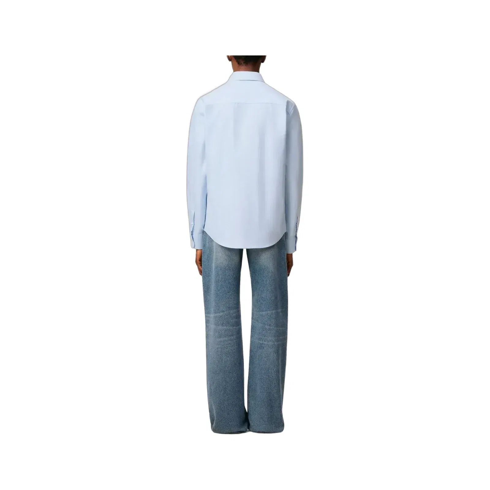 AMI Paris Ami De Coeur Button Down Cotton Shirt Sky Blue