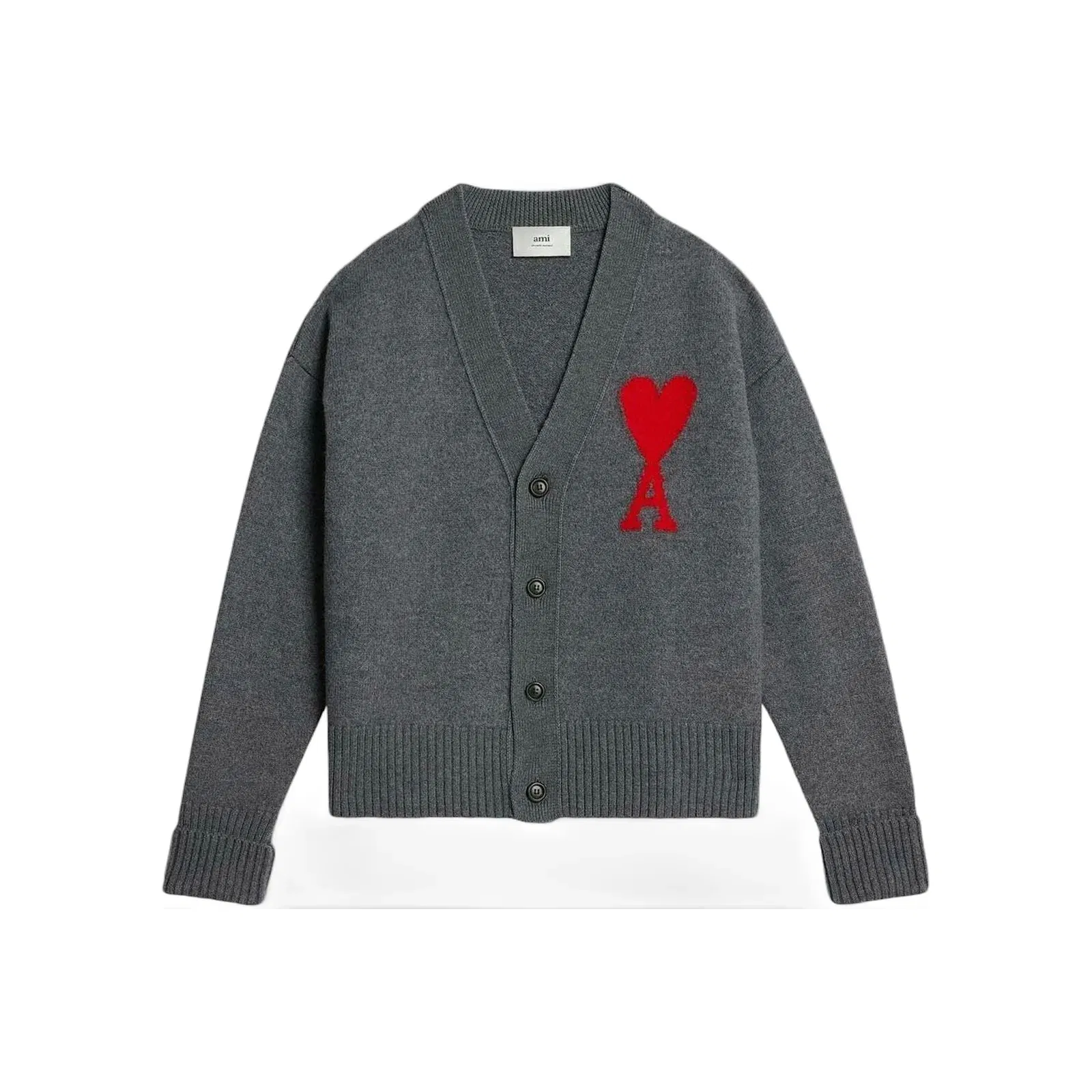Ami Paris Ami De Coeur Cardigan Dark Grey