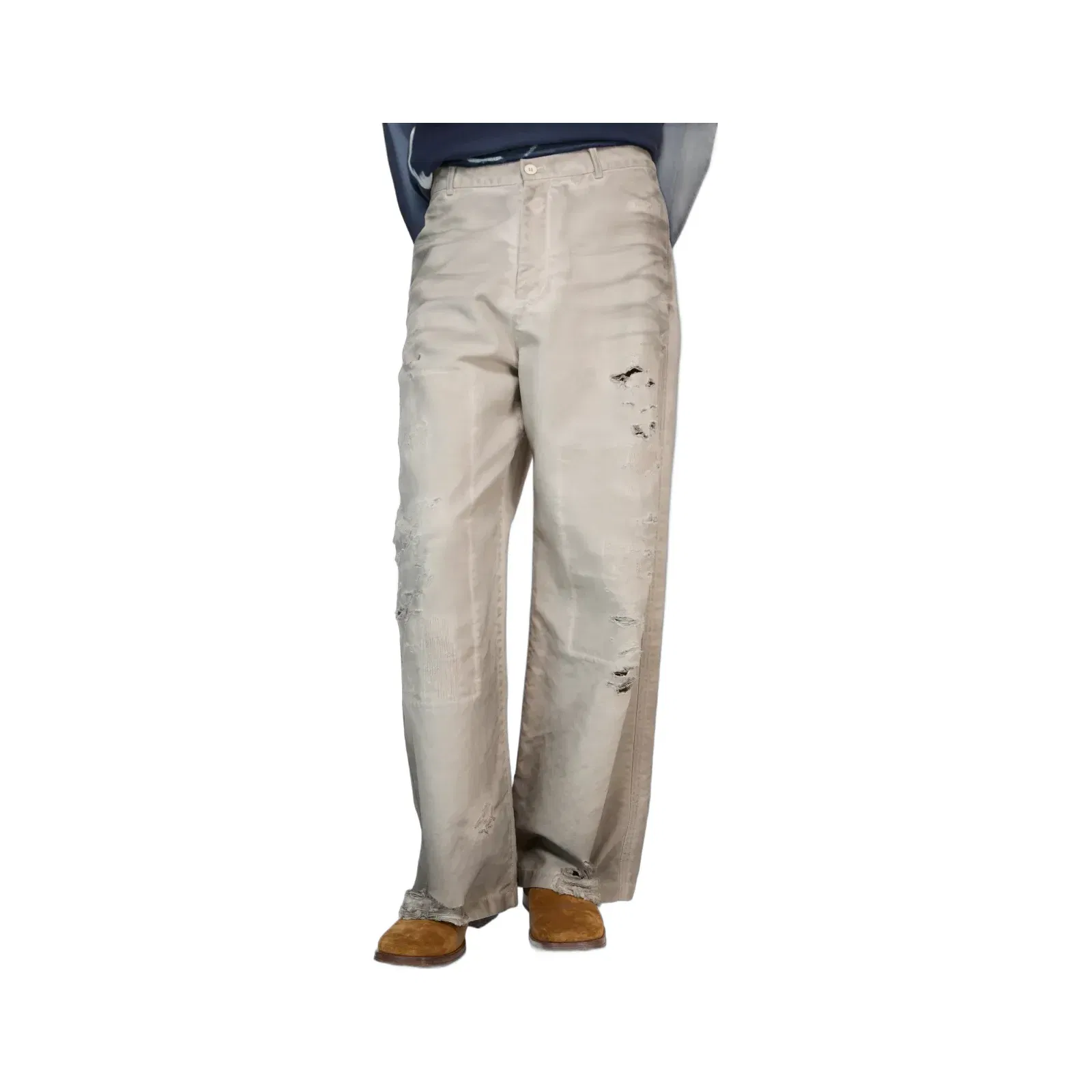 Mended distressed jeans