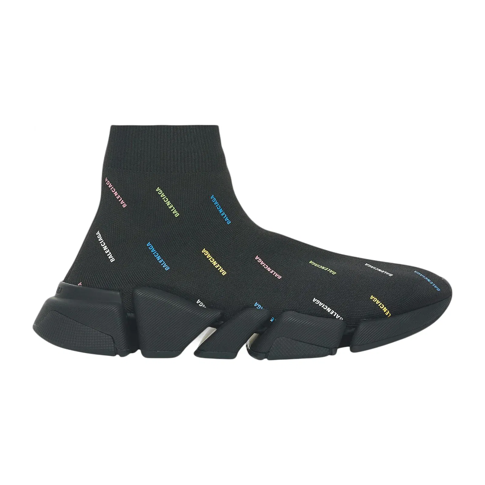 Balenciaga Speed 2.0 AllOver Logo Recycled Knit Black Multicolor (Women's)