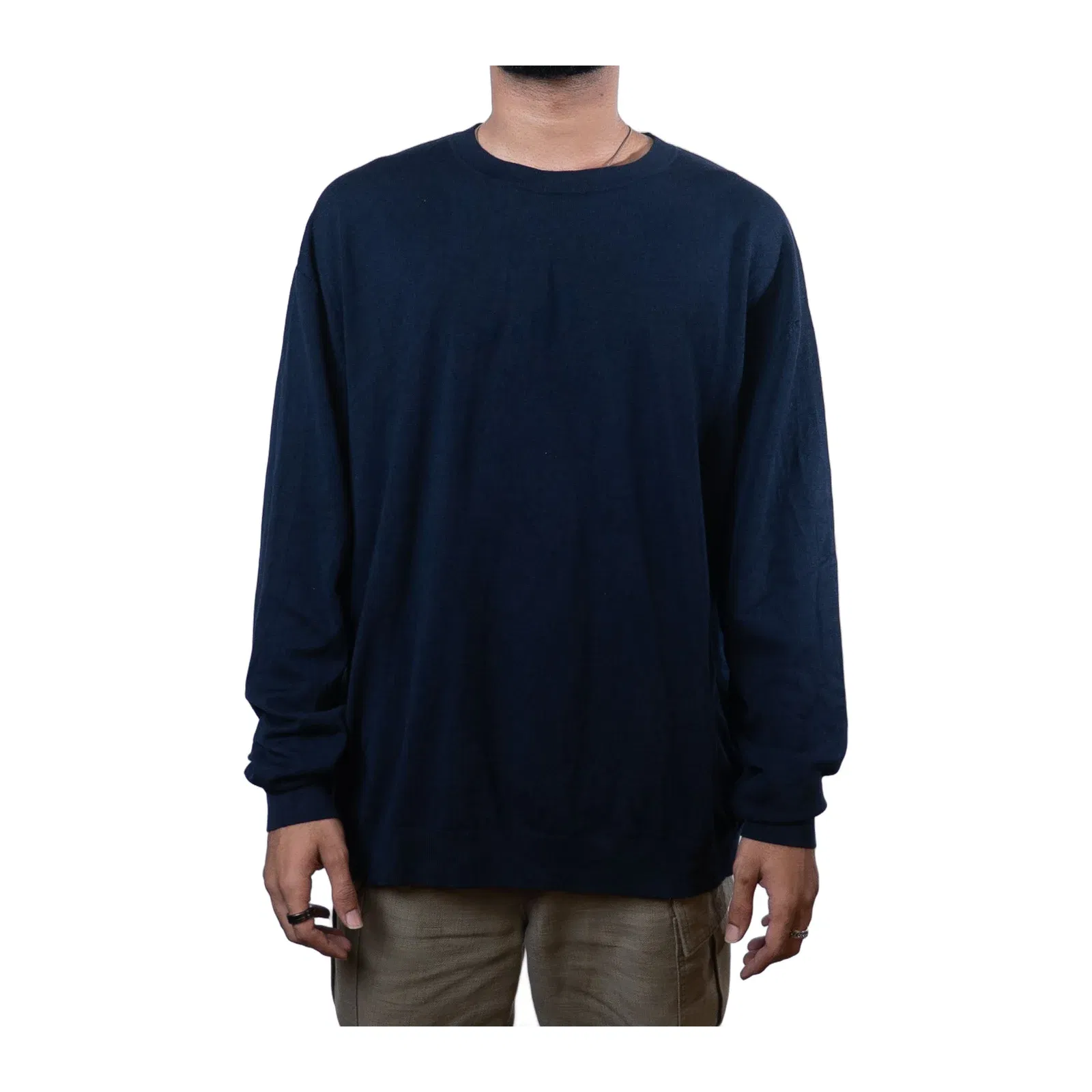 Zara Basic Crewneck Long Sleeve Black T-Shirt (XL)