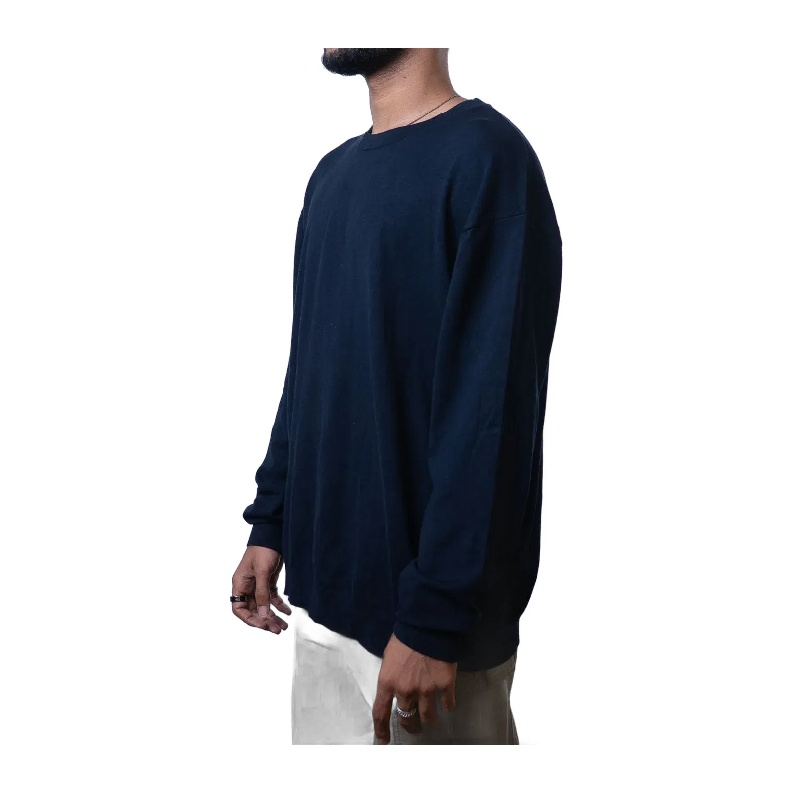 Zara Basic Crewneck Long Sleeve Black T-Shirt (XL)