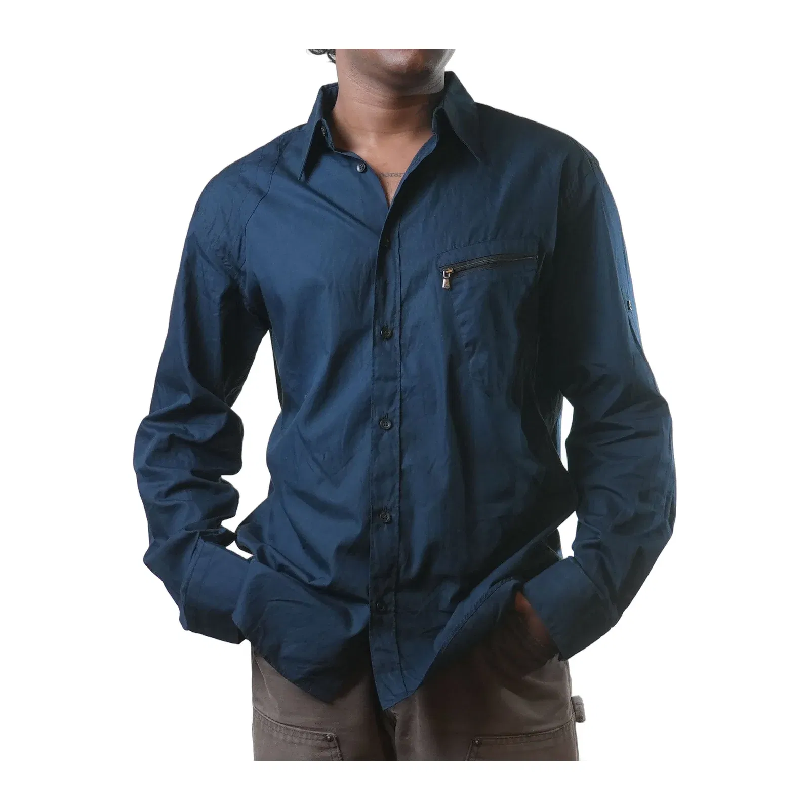 Versace Navy Blue Formal Shirt (M)