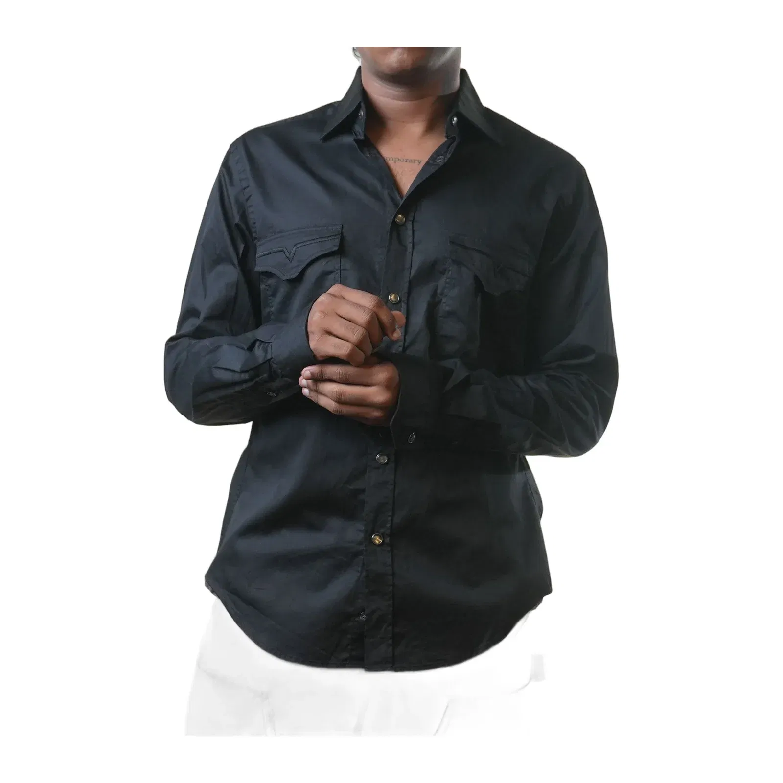 Versace Black Slim Fit Full Sleeve Shirt (S)