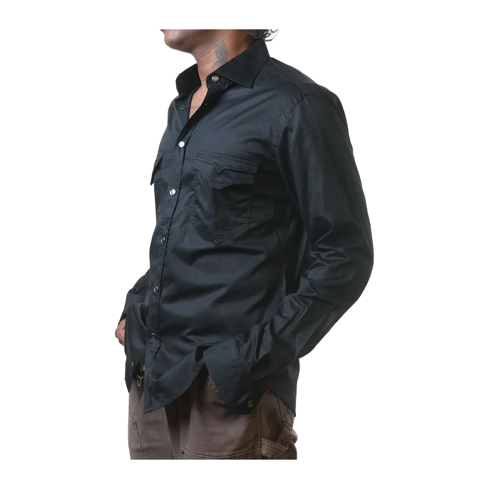 Versace Black Slim Fit Full Sleeve Shirt (S)