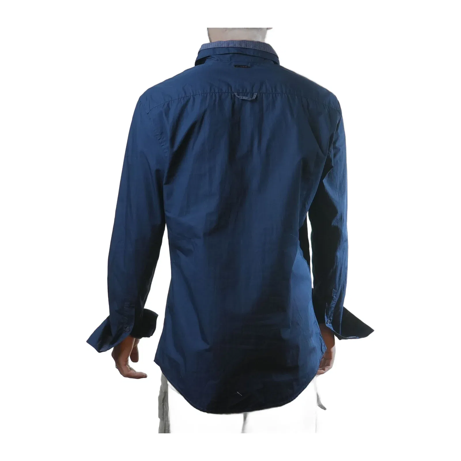Gf Ferre Double Collared Navy Blue Shirt (S)