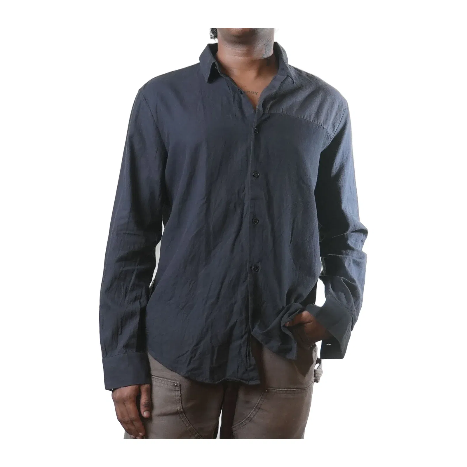 Calvin Klein Black & Grey Colourblocked Shirt (L)