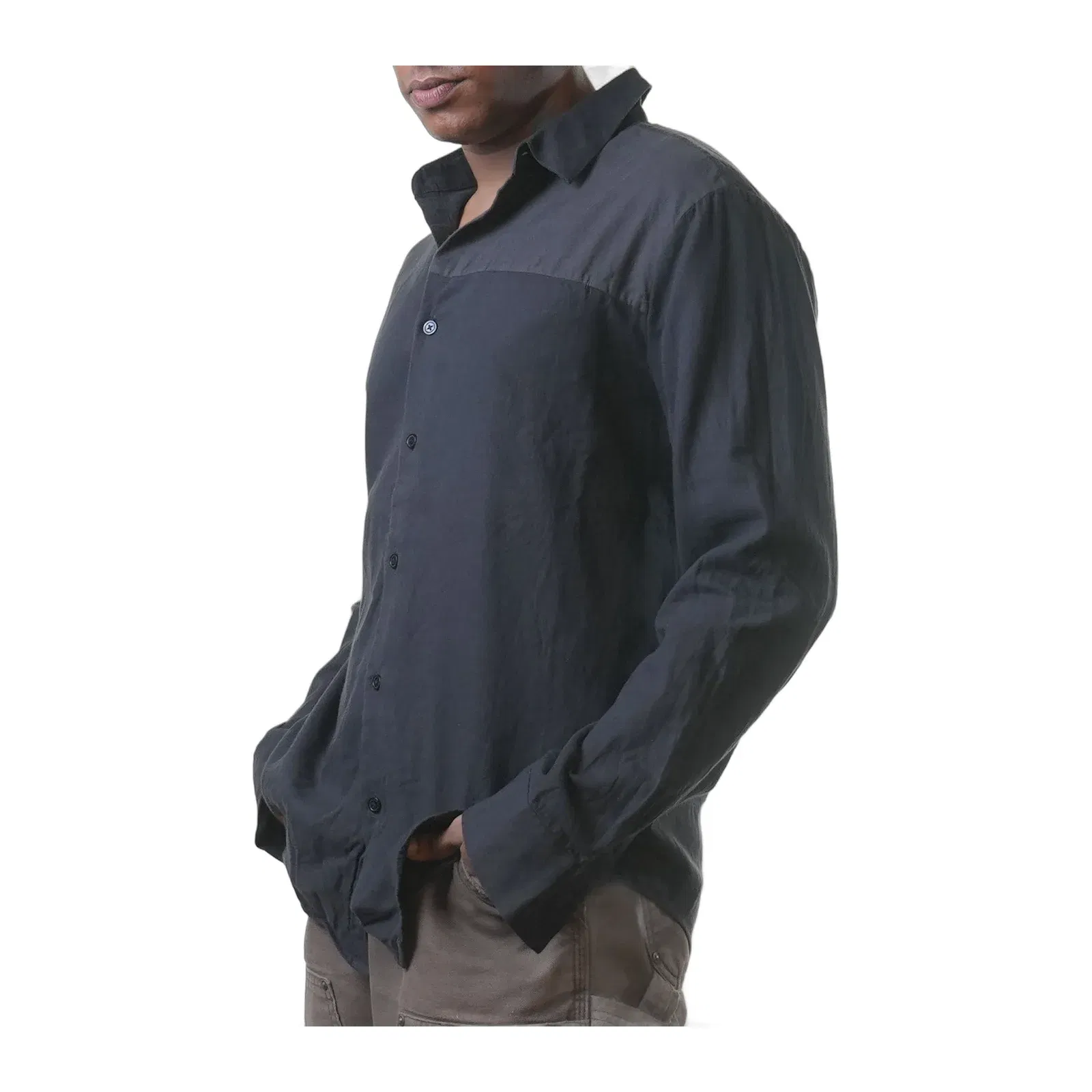 Calvin Klein Black & Grey Colourblocked Shirt (L)
