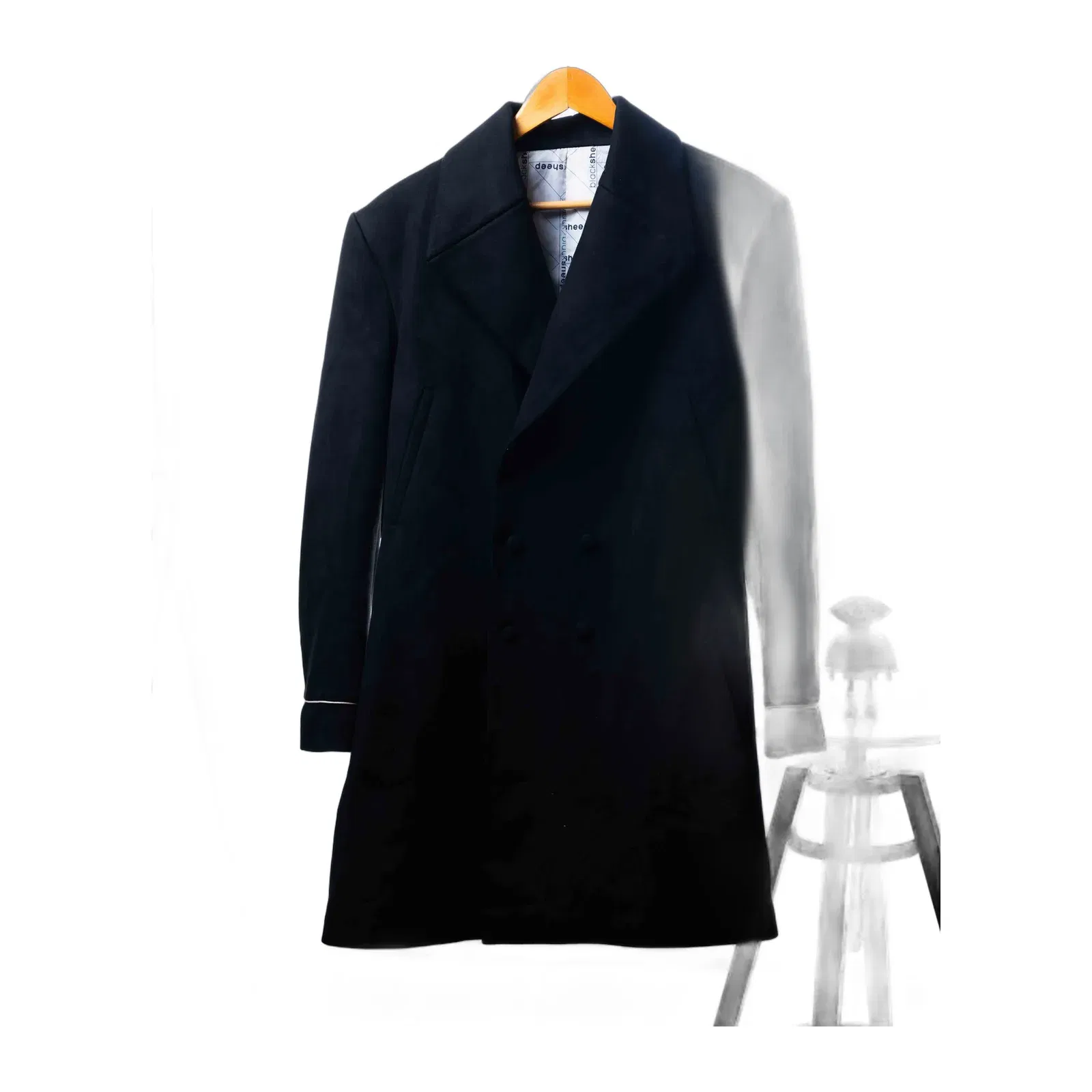 Black sheep black velvet overcoat (One Size)