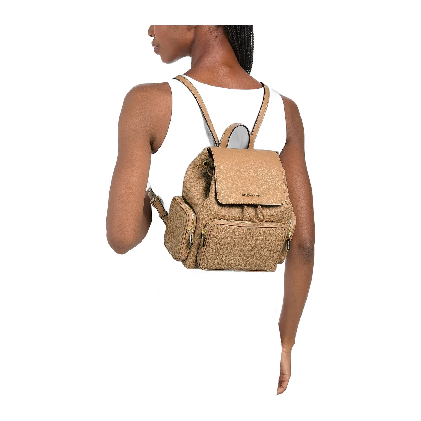 Michael Kors Merritt Small Signature Logo Cargo Backpack Camel