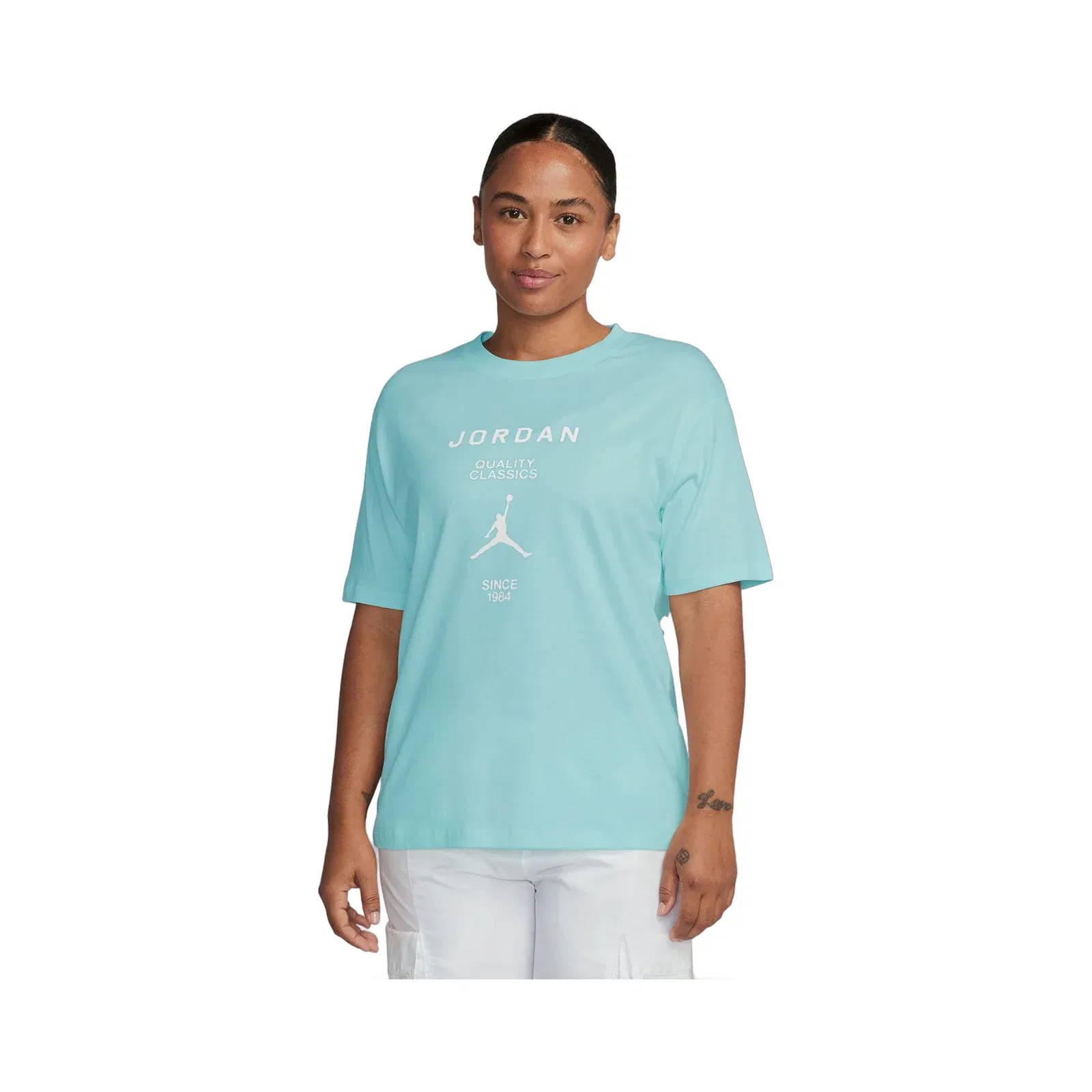JORDAN GIRLFRIEND T-SHIRT { LIGHT DEW/WHITE