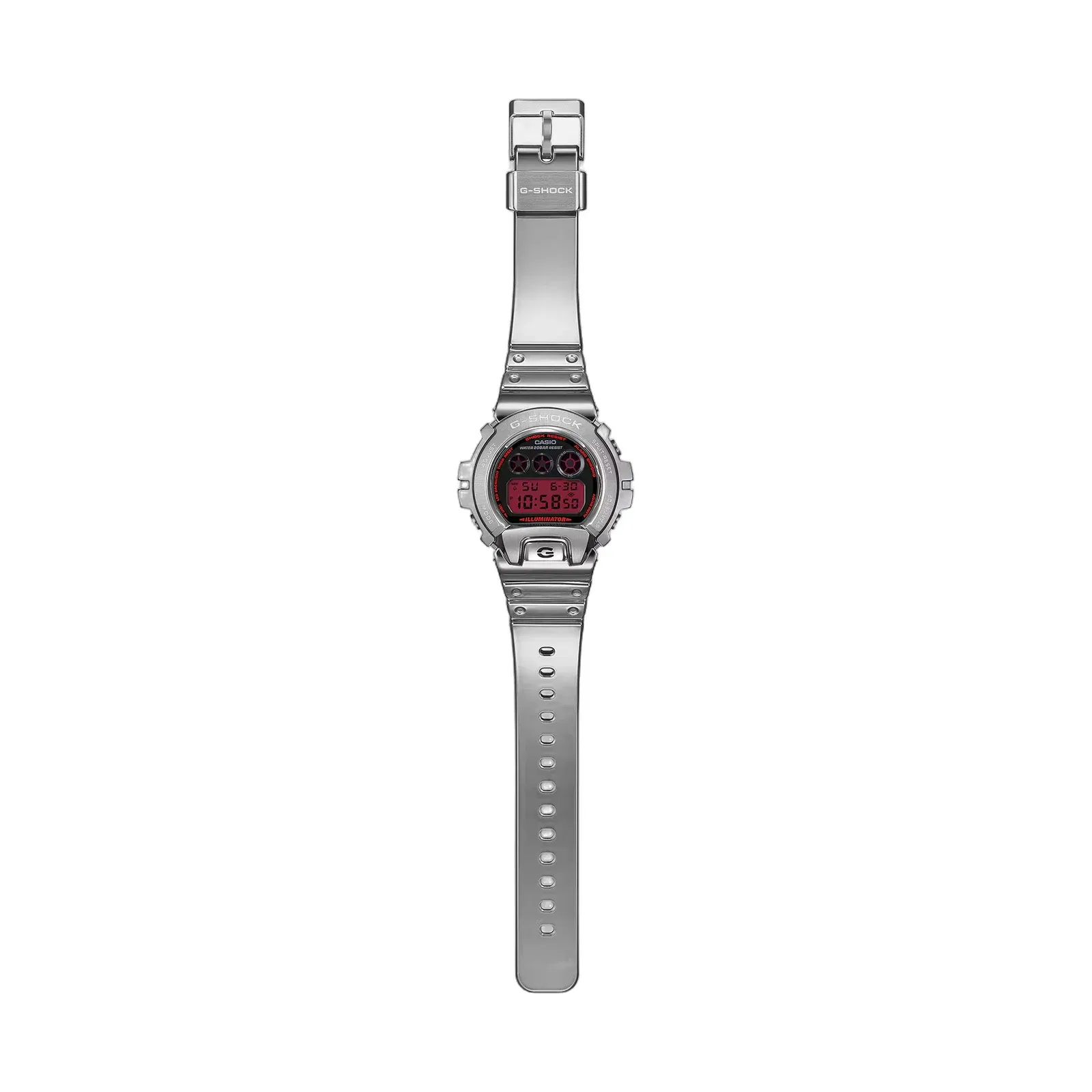 Casio G-Shock GM5600YRA-8 Fine Metallic Series Silver Red Circular Digital Watch