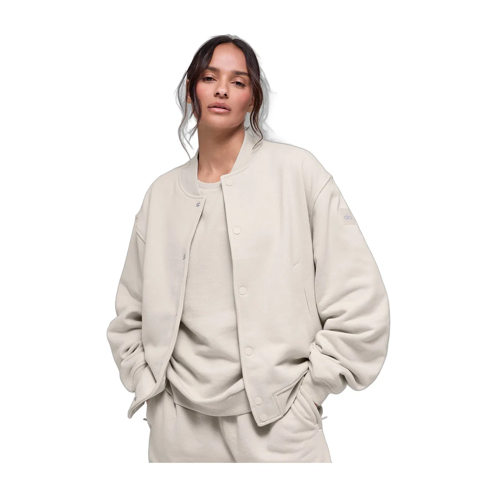 Alo Yoga Renown Varsity Jacket - Bone