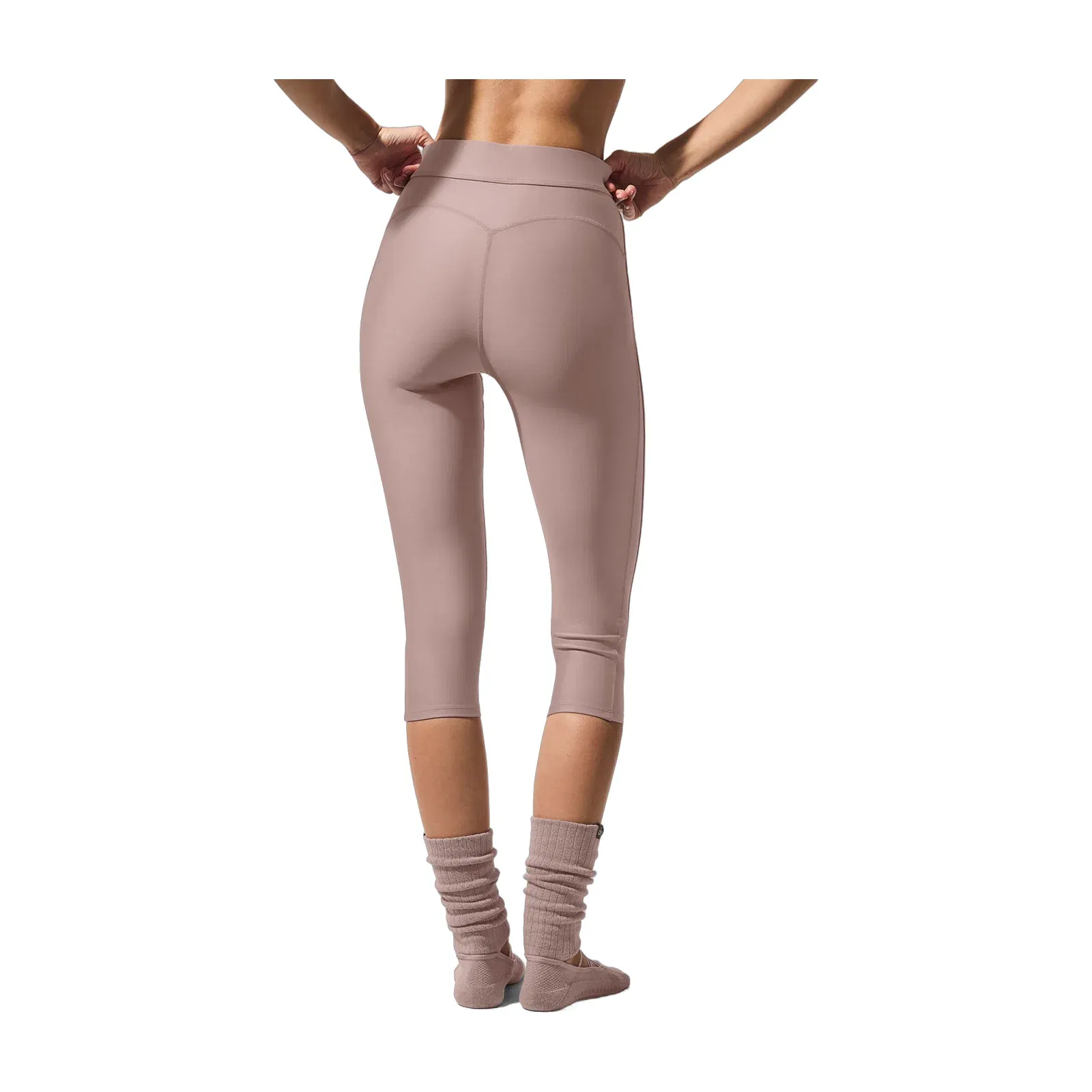 Alo Yoga Airlift Mesh High-Waist Just Right Capri - Taupe