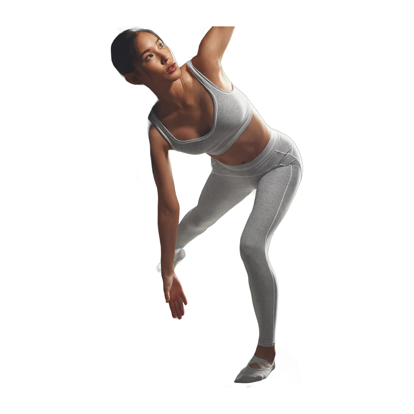 Alo Yoga Alosoft High-Waist Heart Throb Legging - Athletic Heather Grey/White