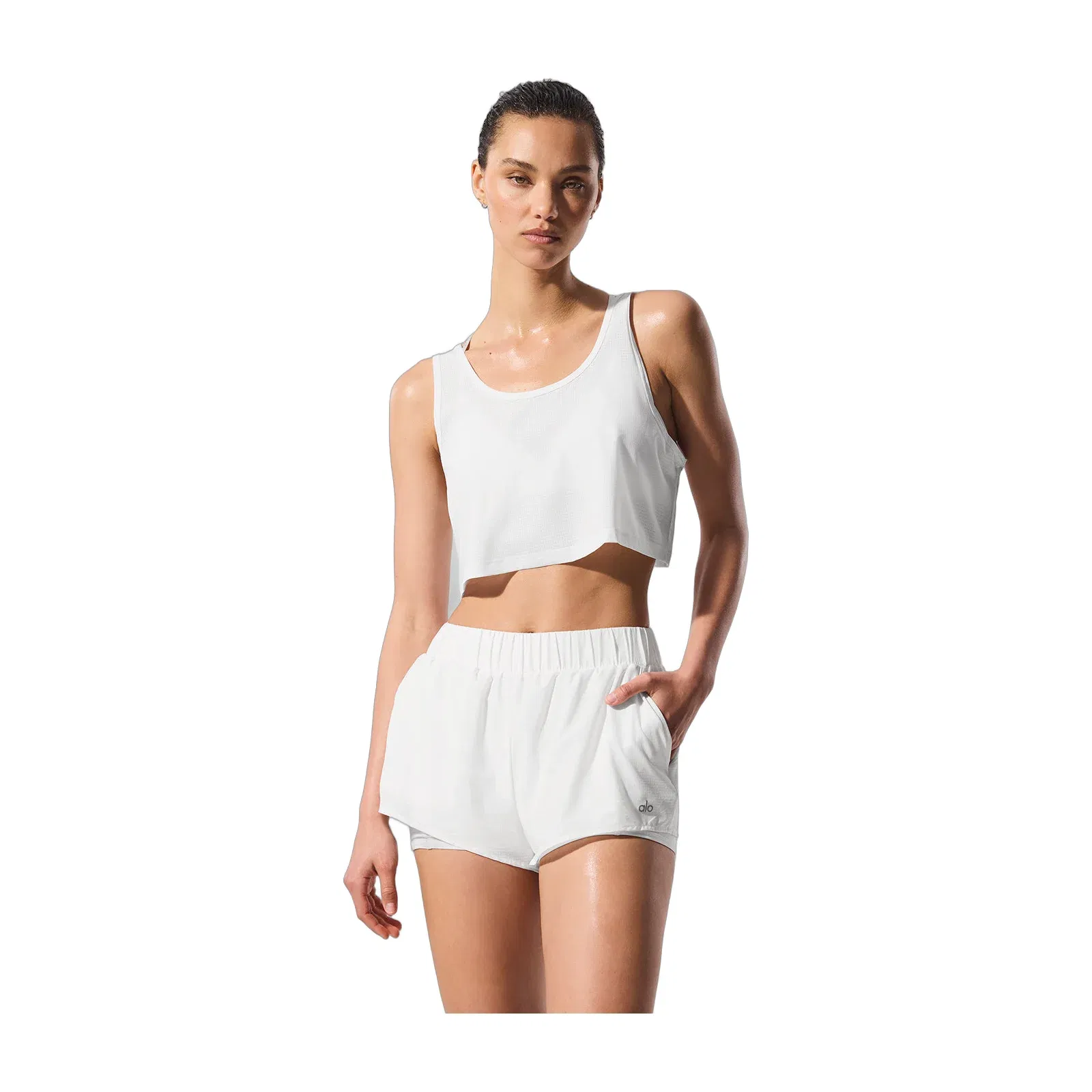 Alo Yoga Cropped Sport Star Tank - White