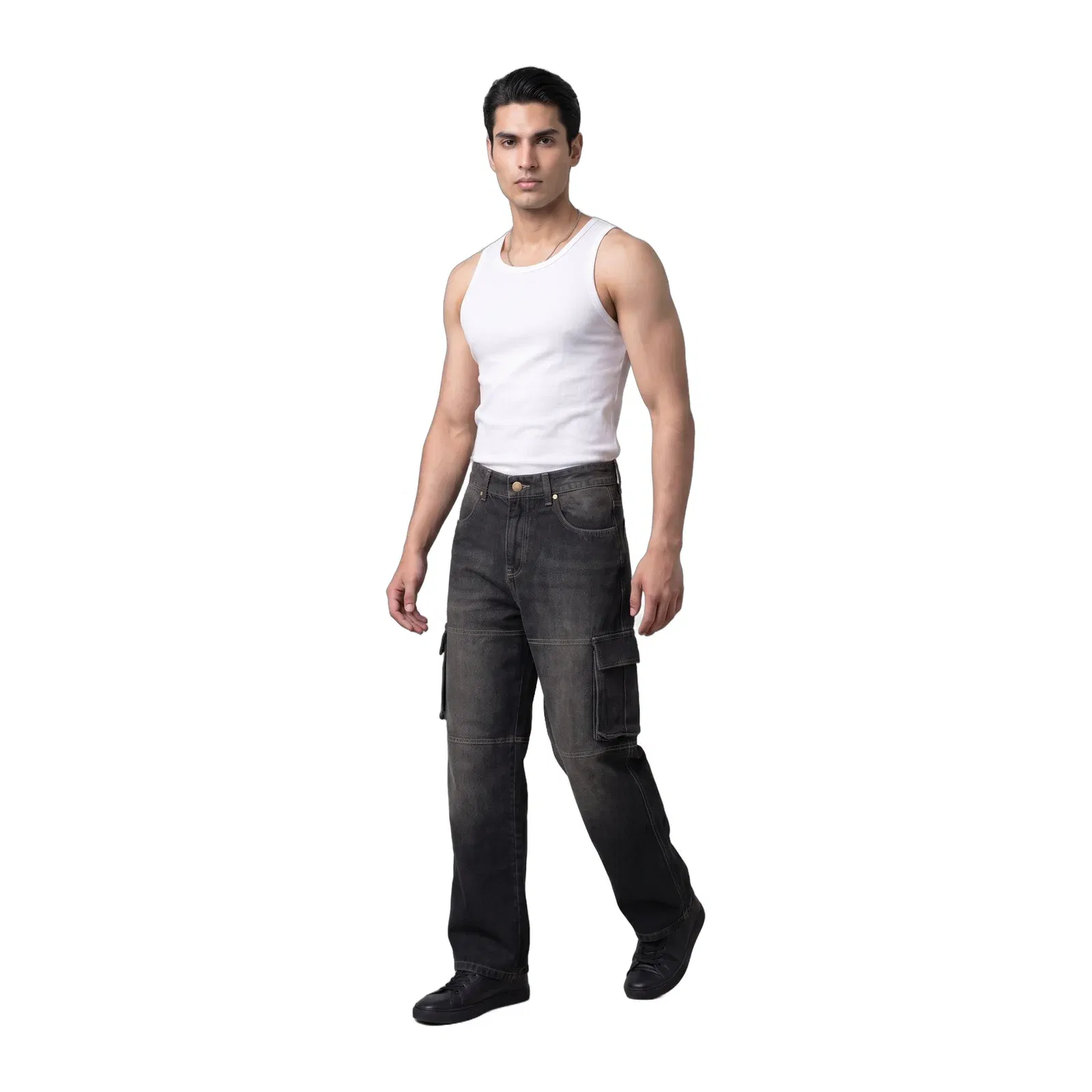 CARBON BLACK DENIM MEN'S CARGO