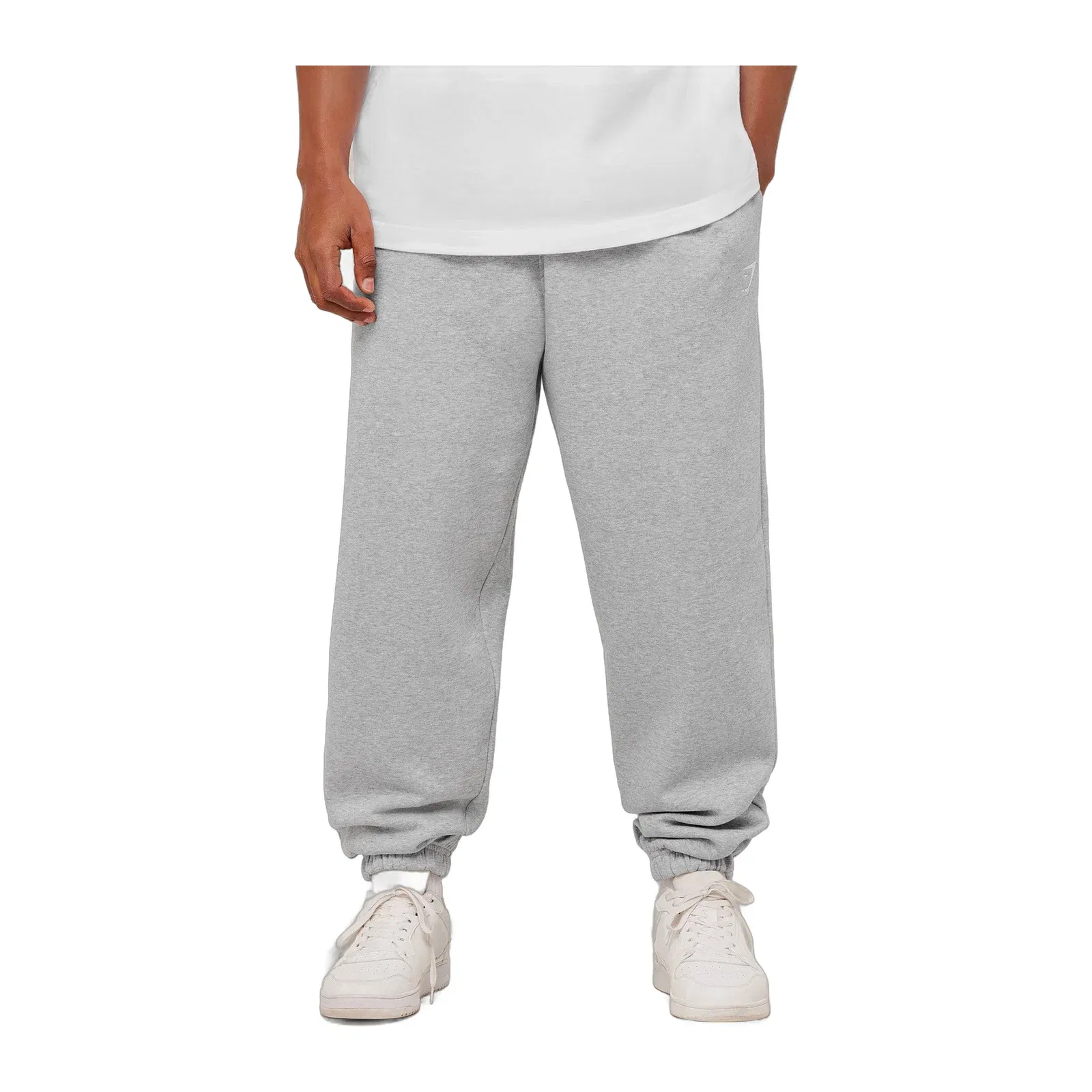 Gymshark Crest Oversized Joggers Light Grey Core Marl