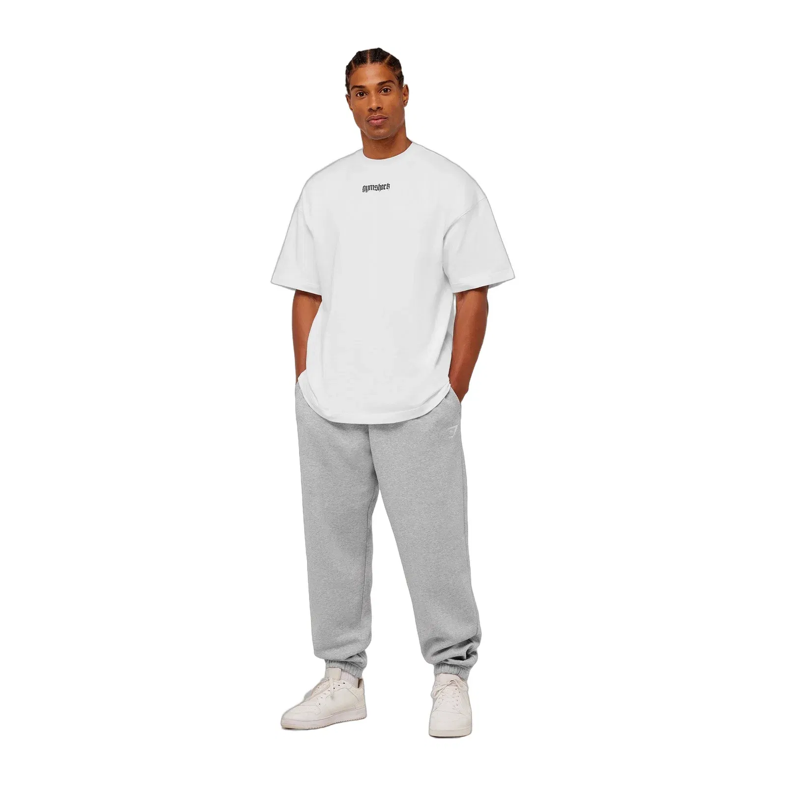 Gymshark Crest Oversized Joggers Light Grey Core Marl