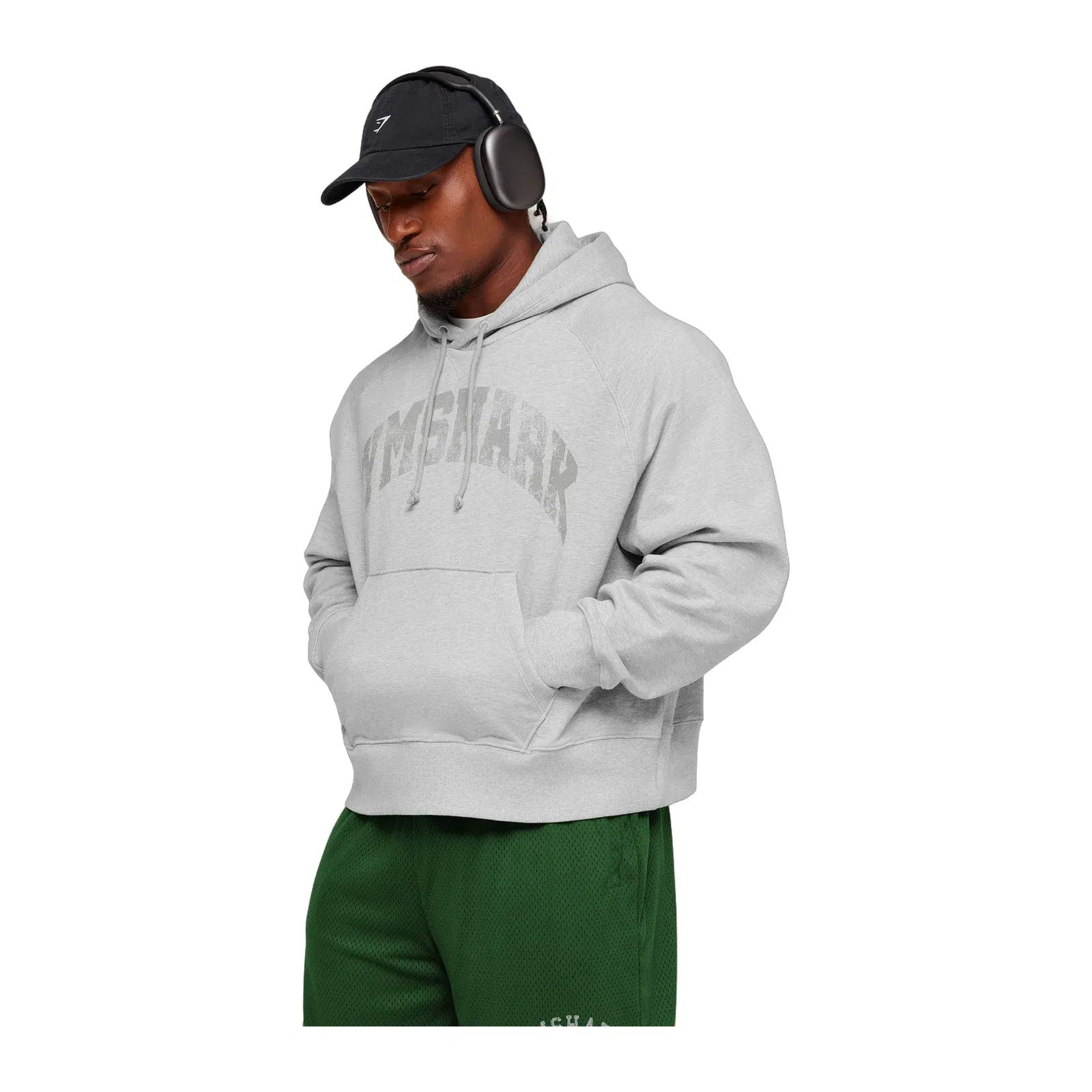 Gymshark Retro Collegiate Graphic Hoodie Bros Soft Grey Marl