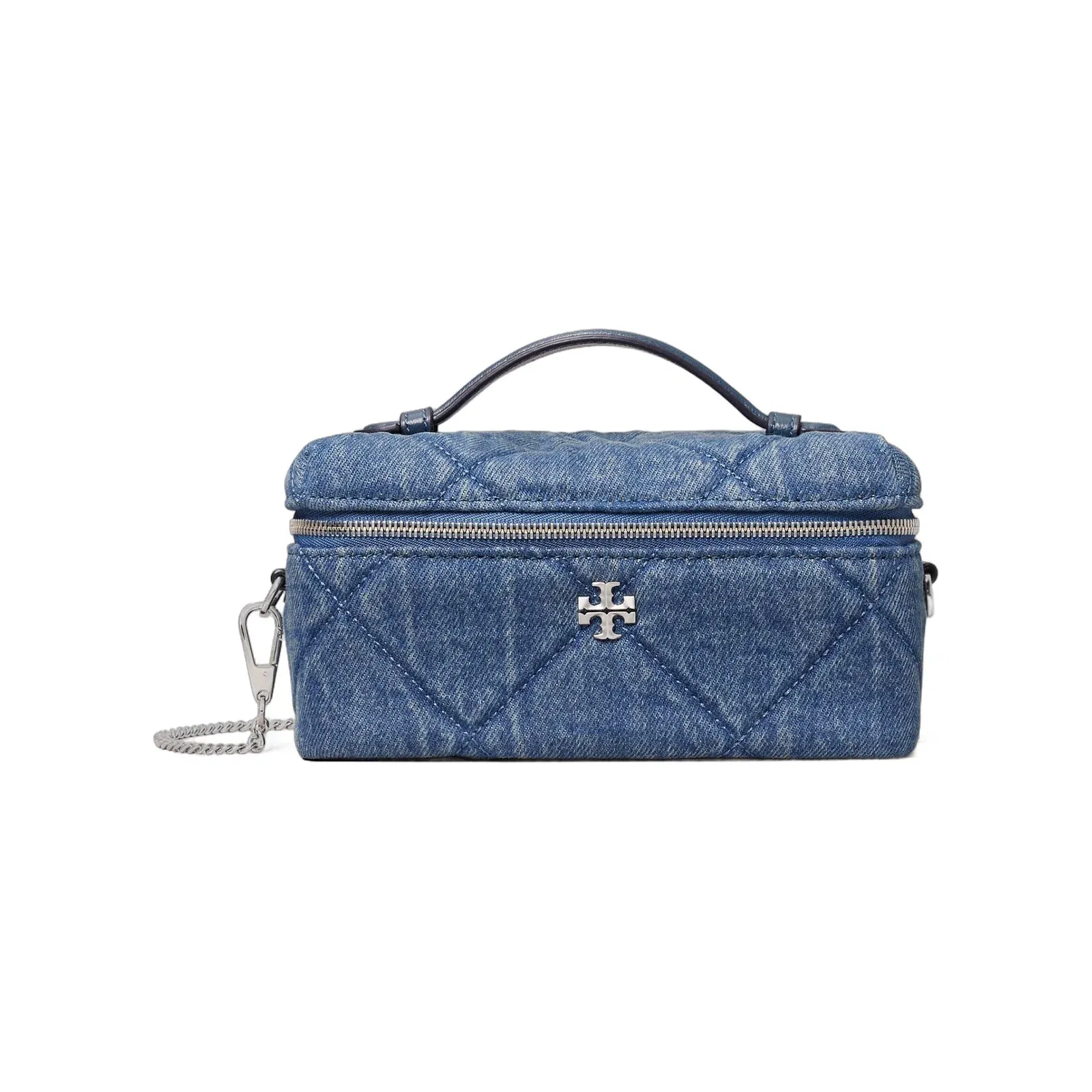 Kira Diamond Quilt Denim Vanity Case