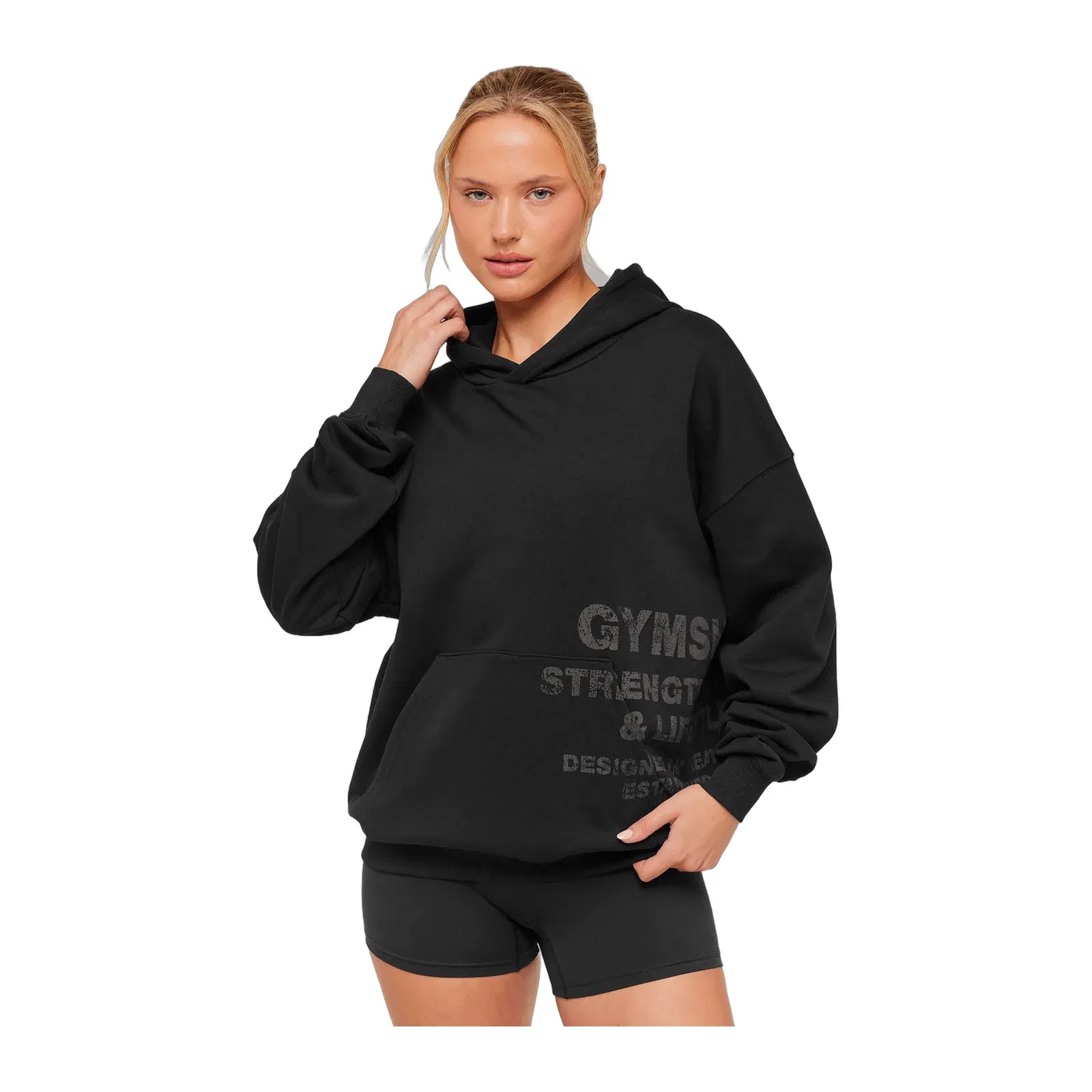Women's Gymshark Stacked Graphic Hoodie Black