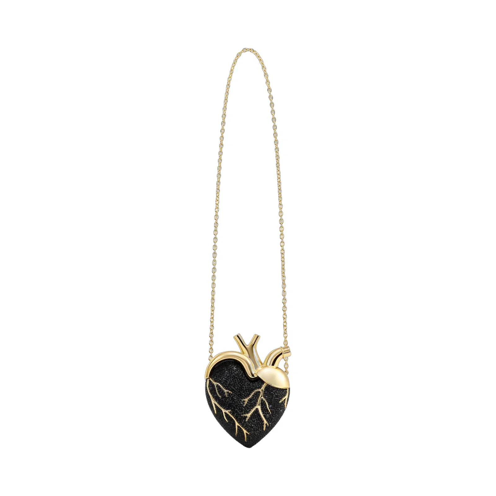 Jw Pei Maren Artificial Crystal Heart Shaped Bag Black Gold