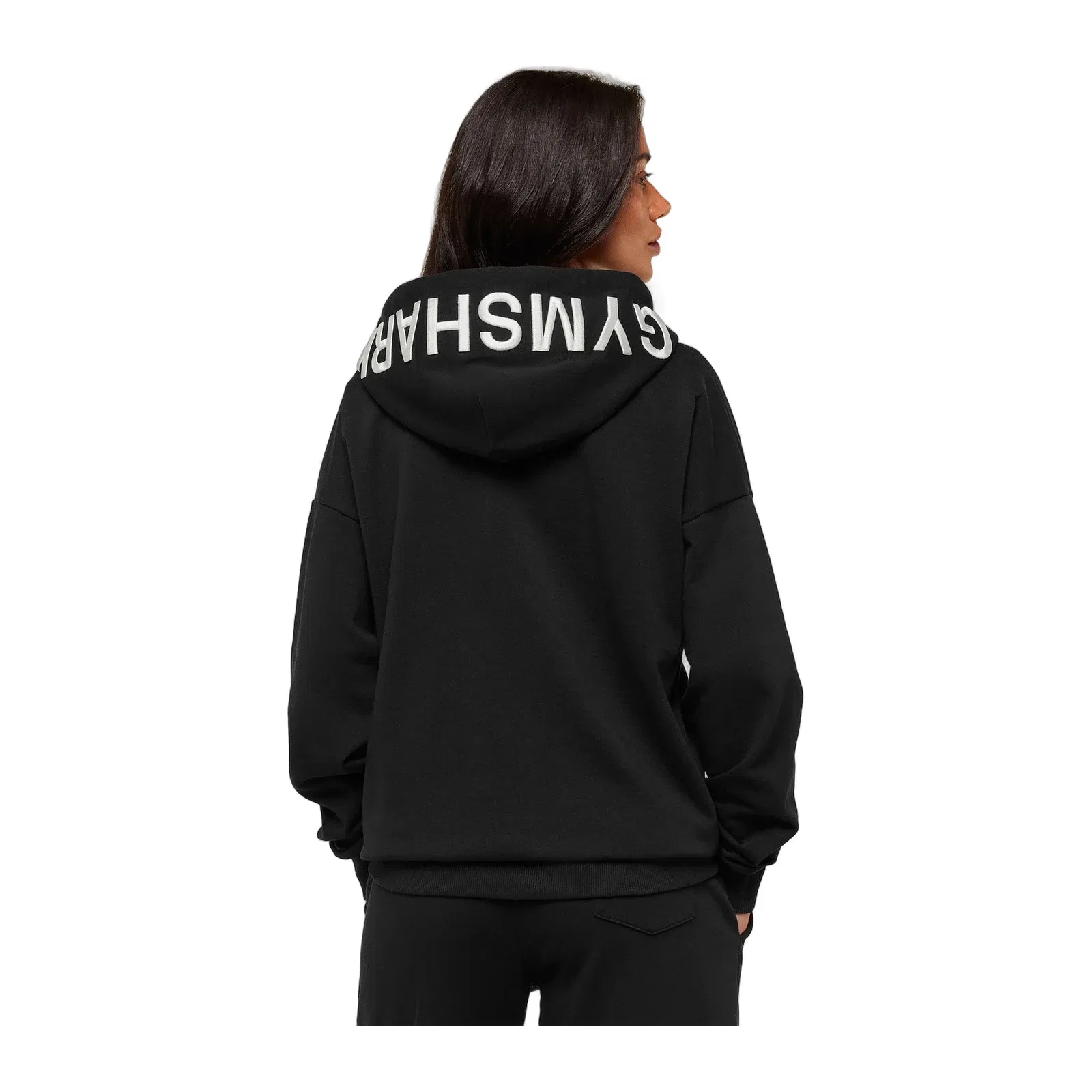 Women's Gymshark Embroidered Zip Up Hoodie Black