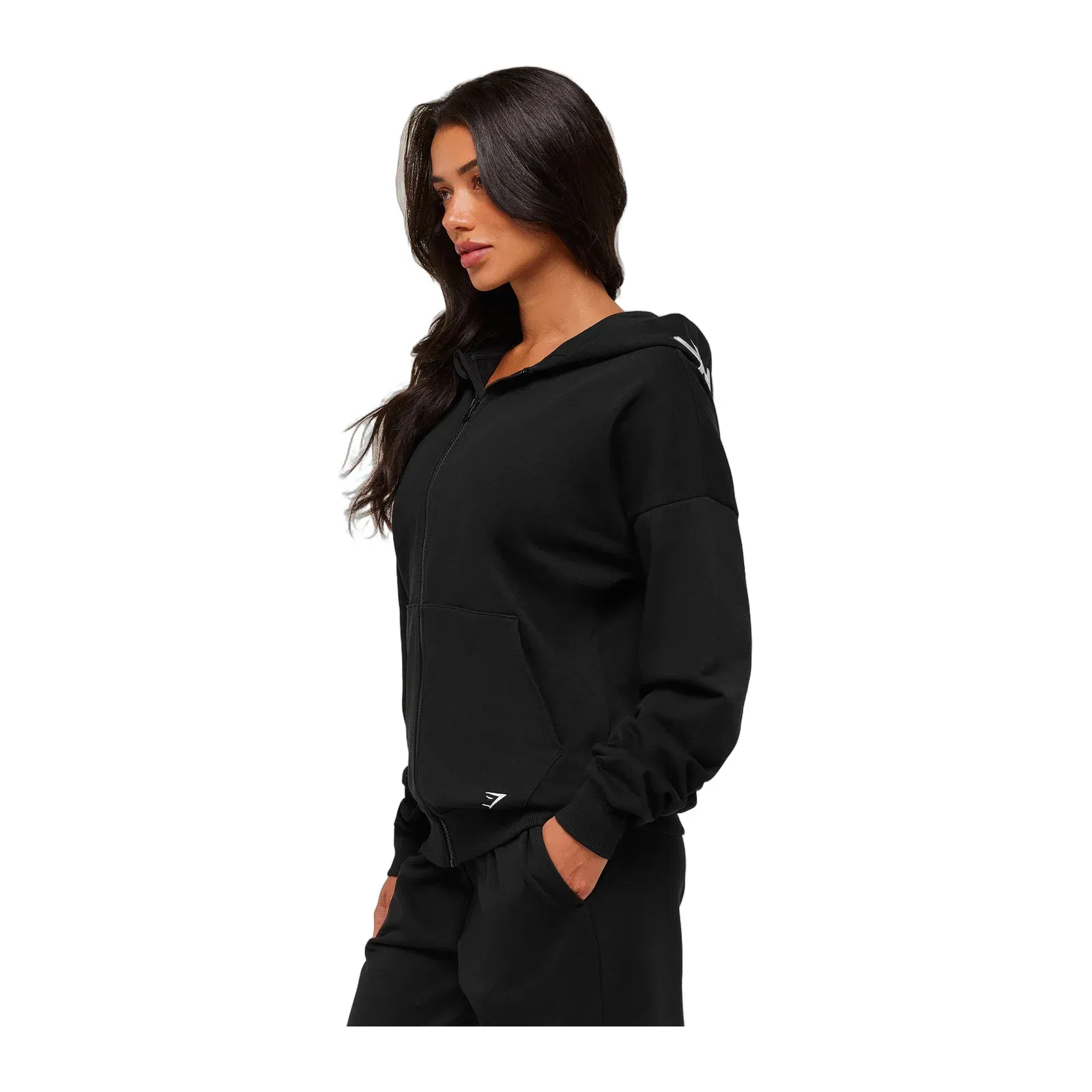 Women's Gymshark Embroidered Zip Up Hoodie Black