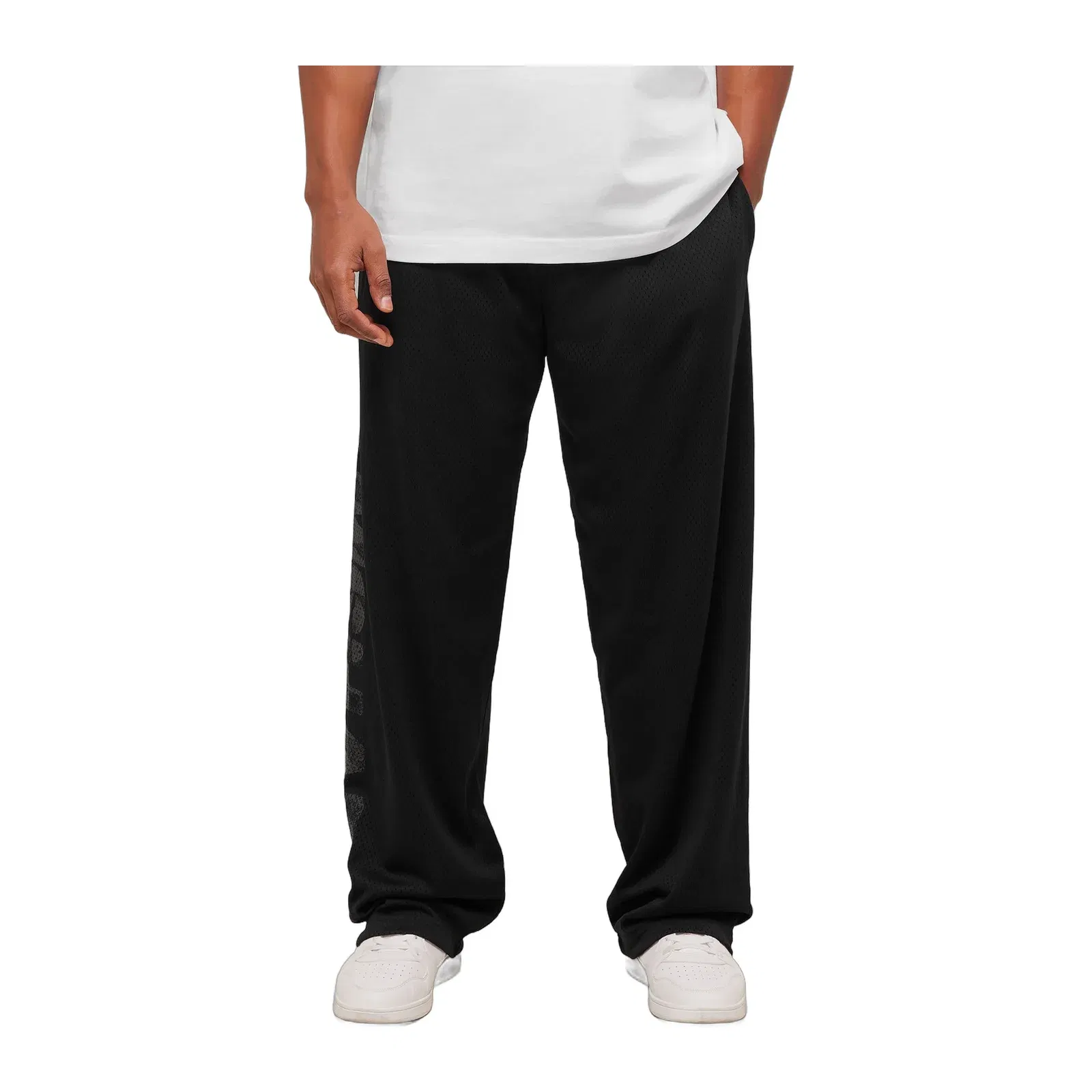 Gymshark Graphic Wordmark Mesh Wide Leg Pants Black