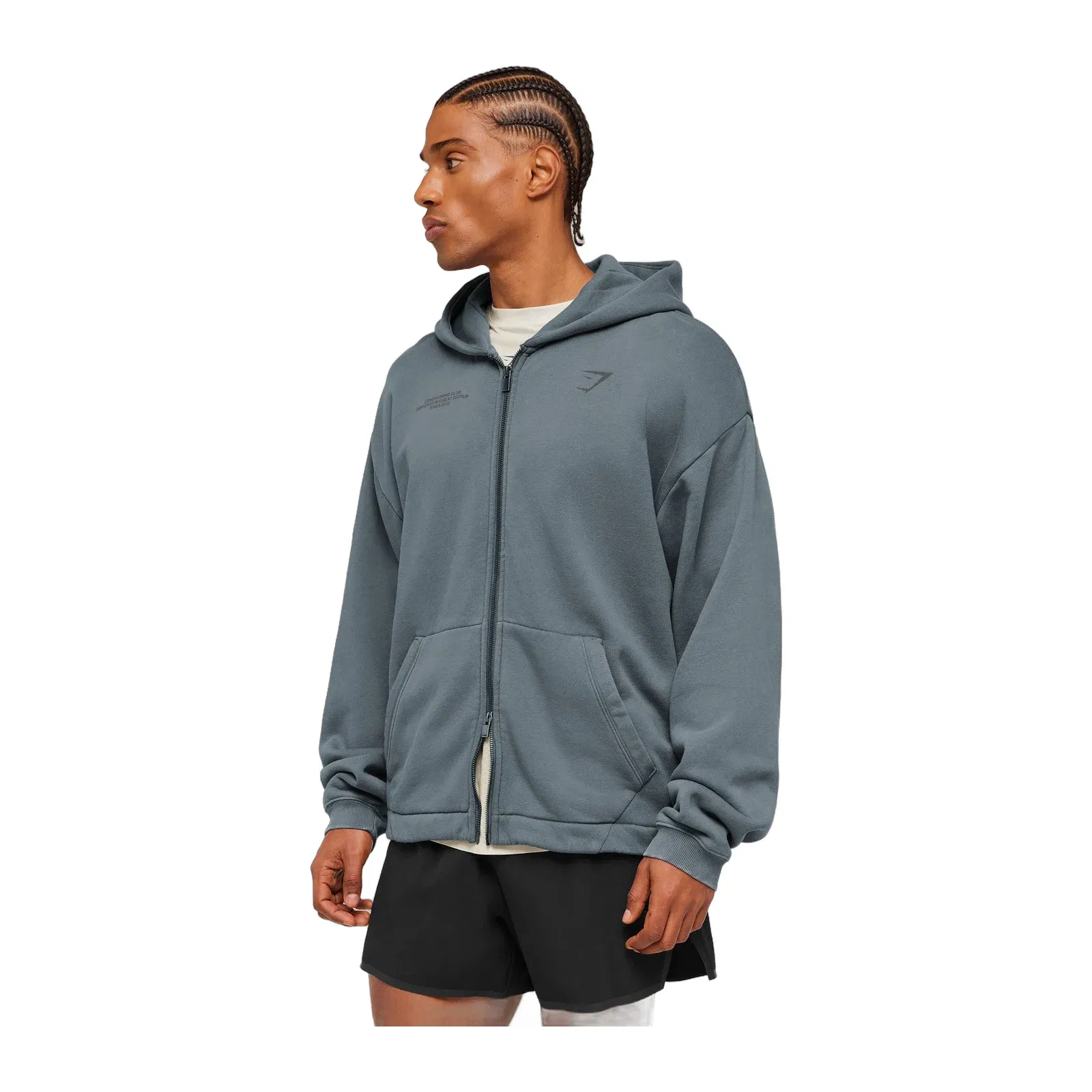 Gymshark Conditioning Club Washed Zip Through Hoodie Iron Blue
