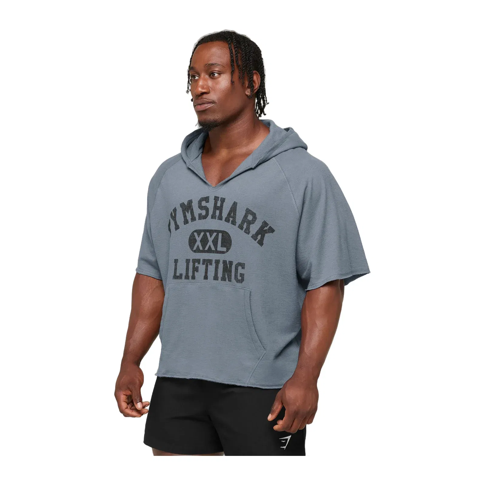 Gymshark Summer Pump Cover Short Sleeve Hoodie Iron Blue