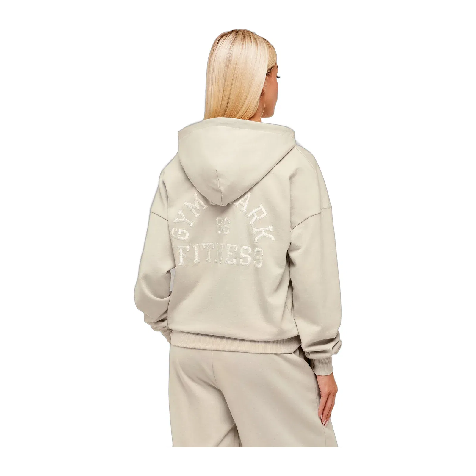 Women's Gymshark Fitness Embroidered Graphic Zip Up Hoodie Pebble Grey