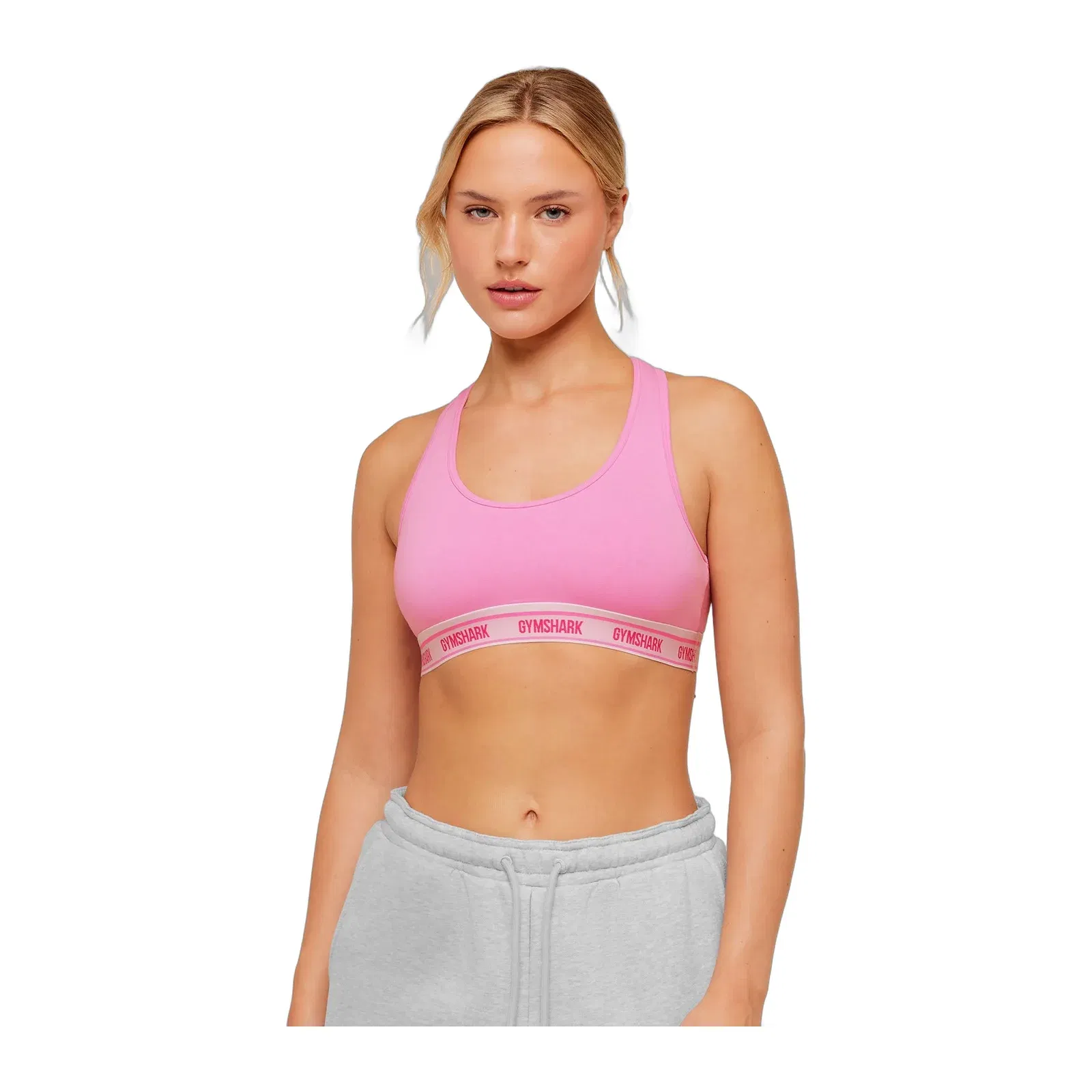 Women's Gymshark Elastic Branded Racerback Cotton Bralette Focus Pink