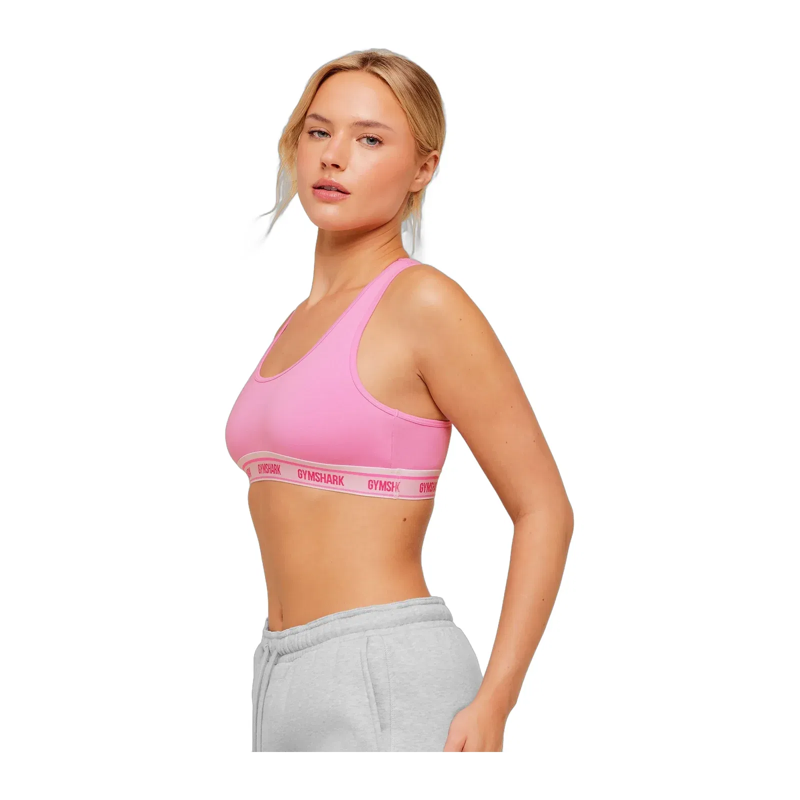 Women's Gymshark Elastic Branded Racerback Cotton Bralette Focus Pink