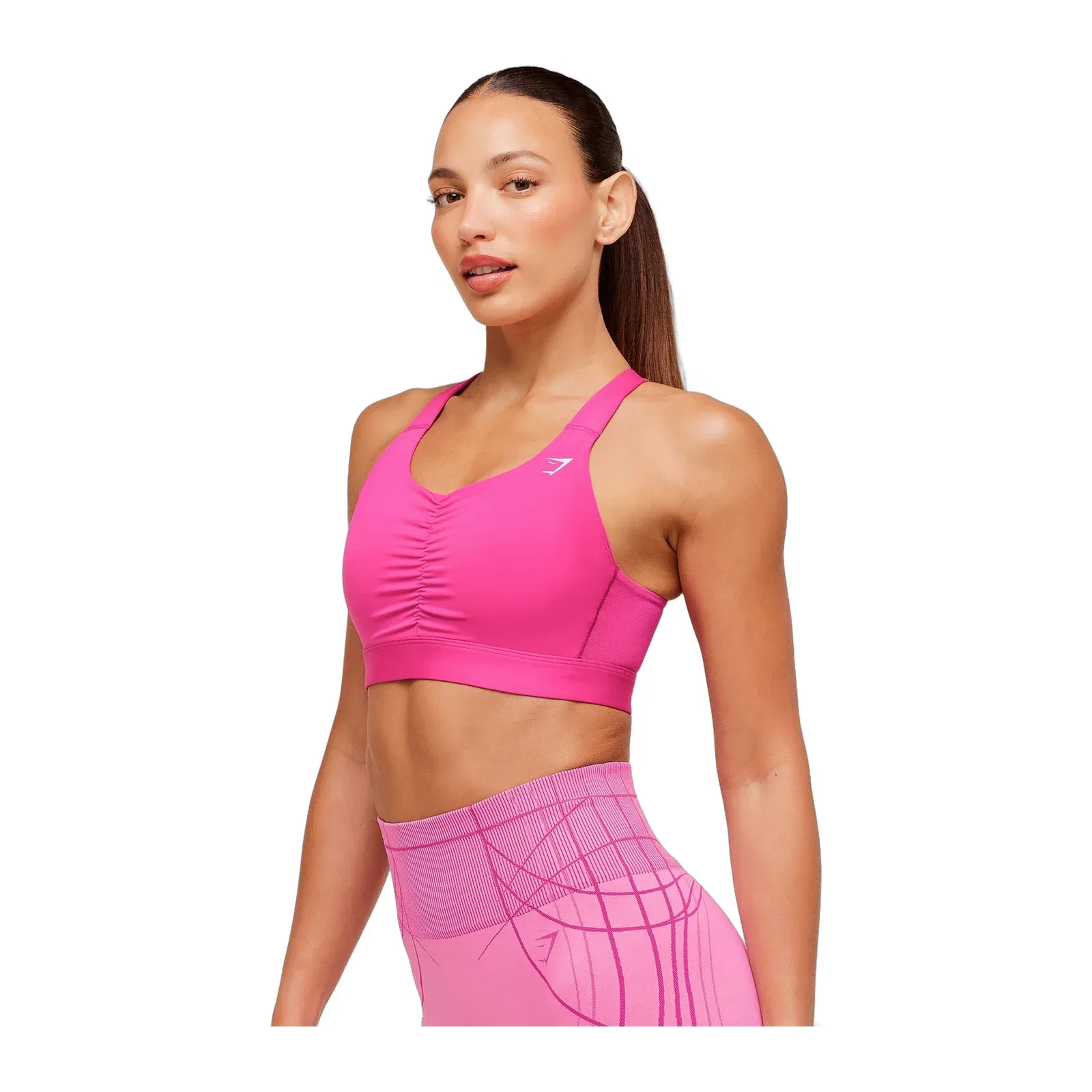 Women's Gymshark High Support Ruched Sports Bra Super-Set Pink
