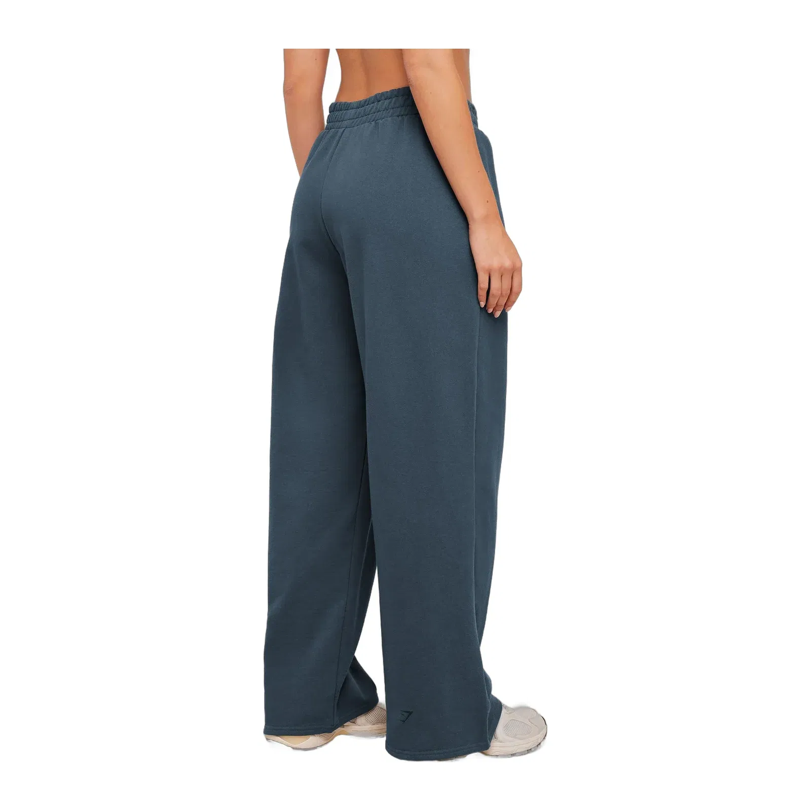 Women's Gymshark Stacked Graphic Wide Leg Joggers Stealth Blue