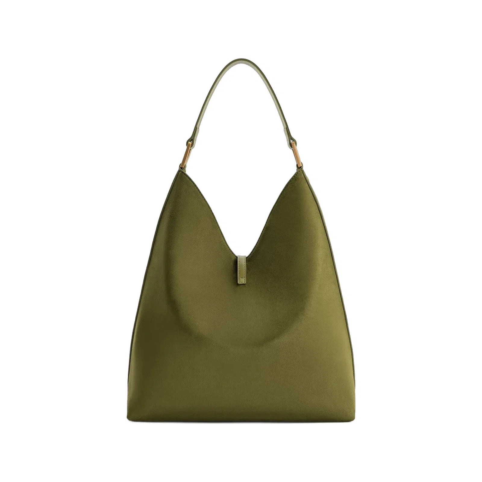Aria Faux Suede Shoulder Bag - Dark Olive