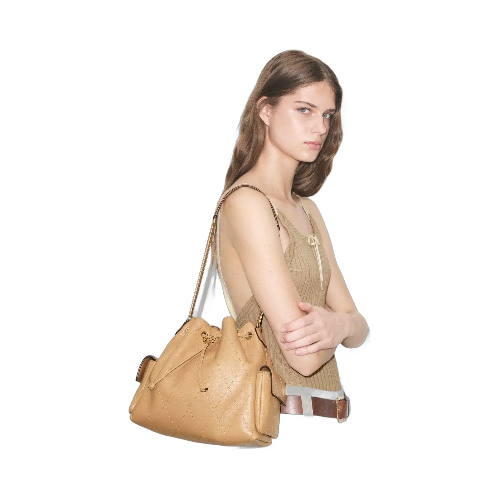 Charlie Quilted Drawstring Shoulder Bag