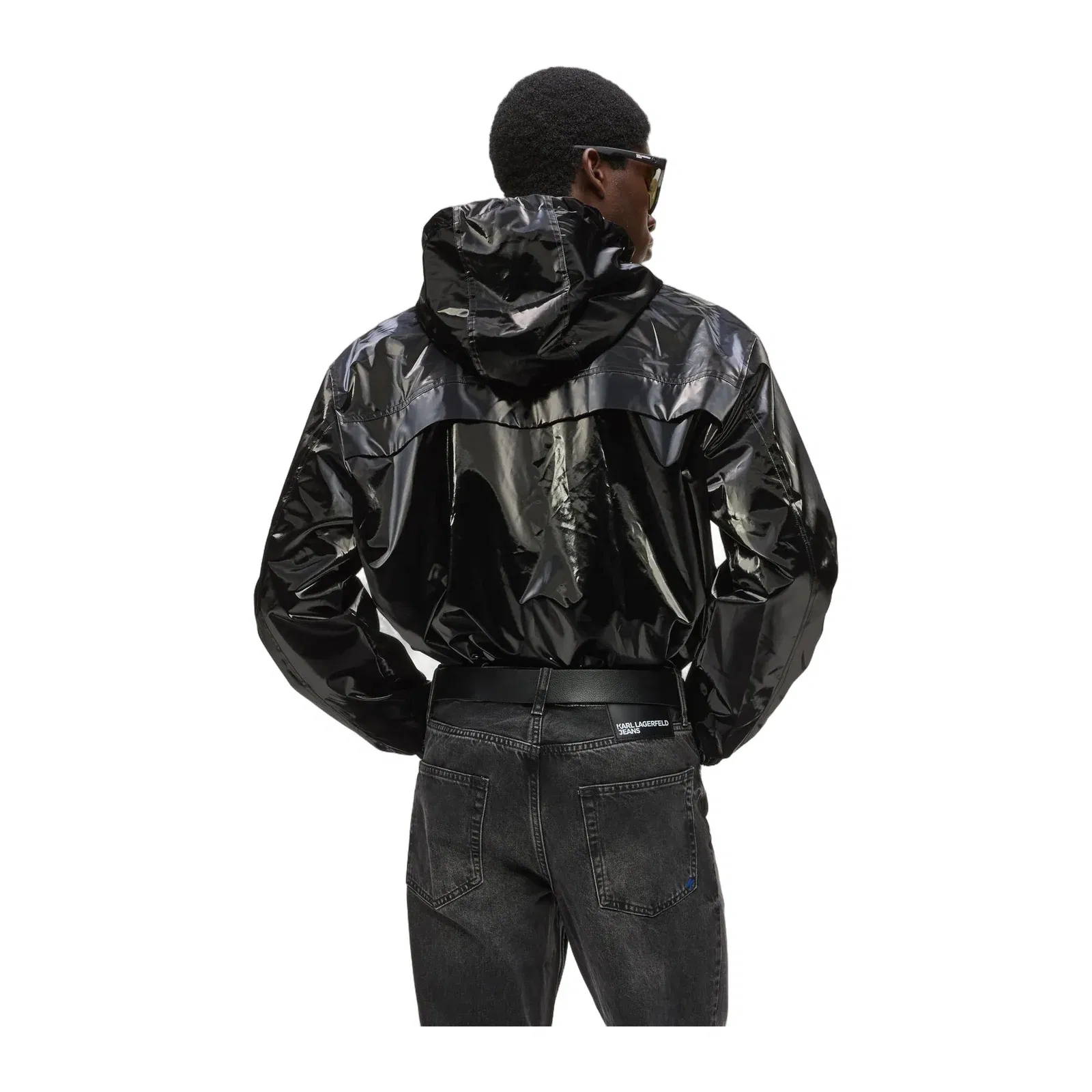 Shiny hooded bomber jacket