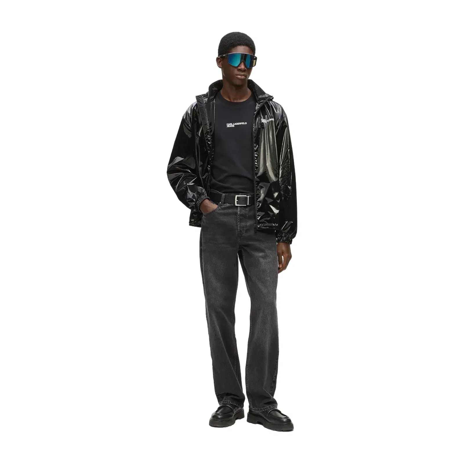 Shiny hooded bomber jacket