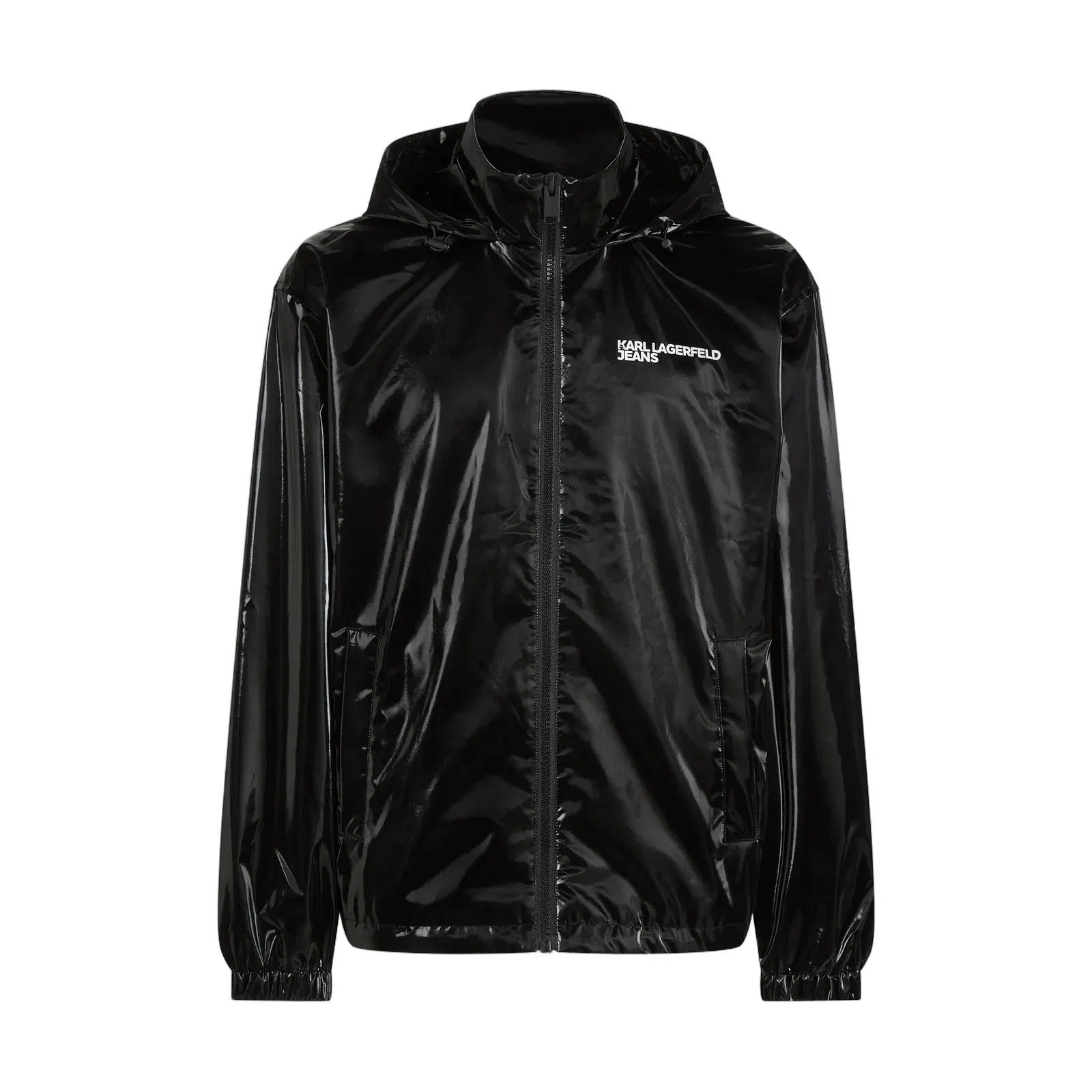 Shiny hooded bomber jacket