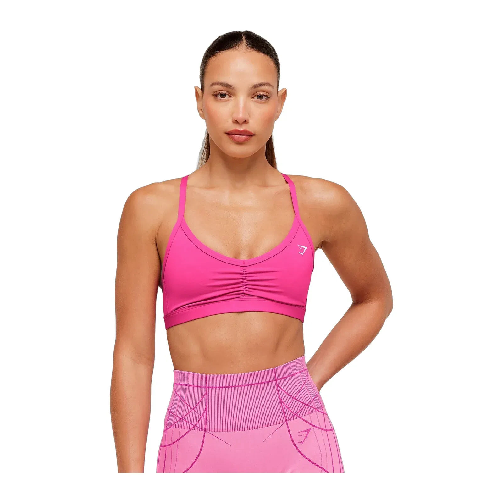 Women's Gymshark Ruched Strappy Sports Bra Super-Set Pink