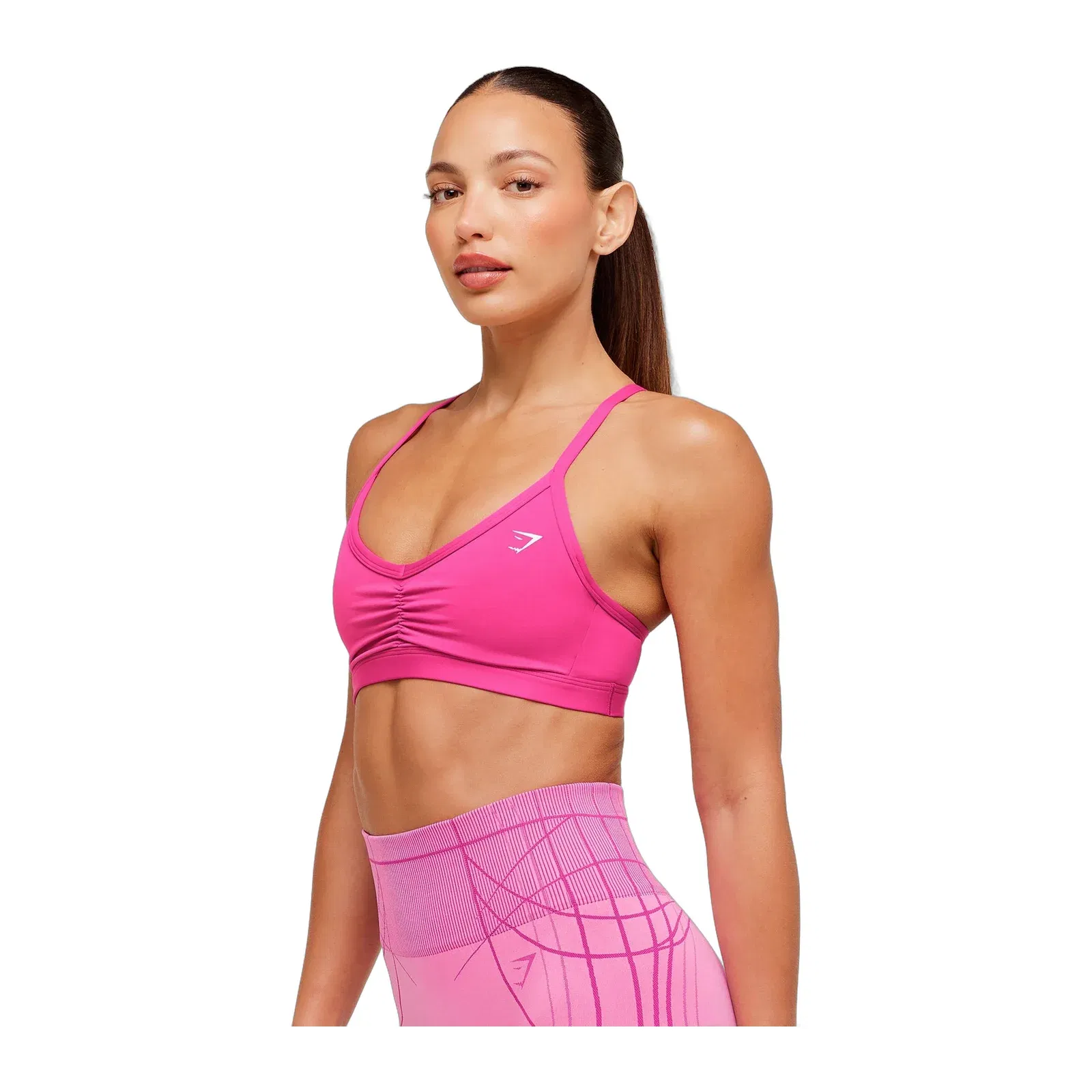 Women's Gymshark Ruched Strappy Sports Bra Super-Set Pink