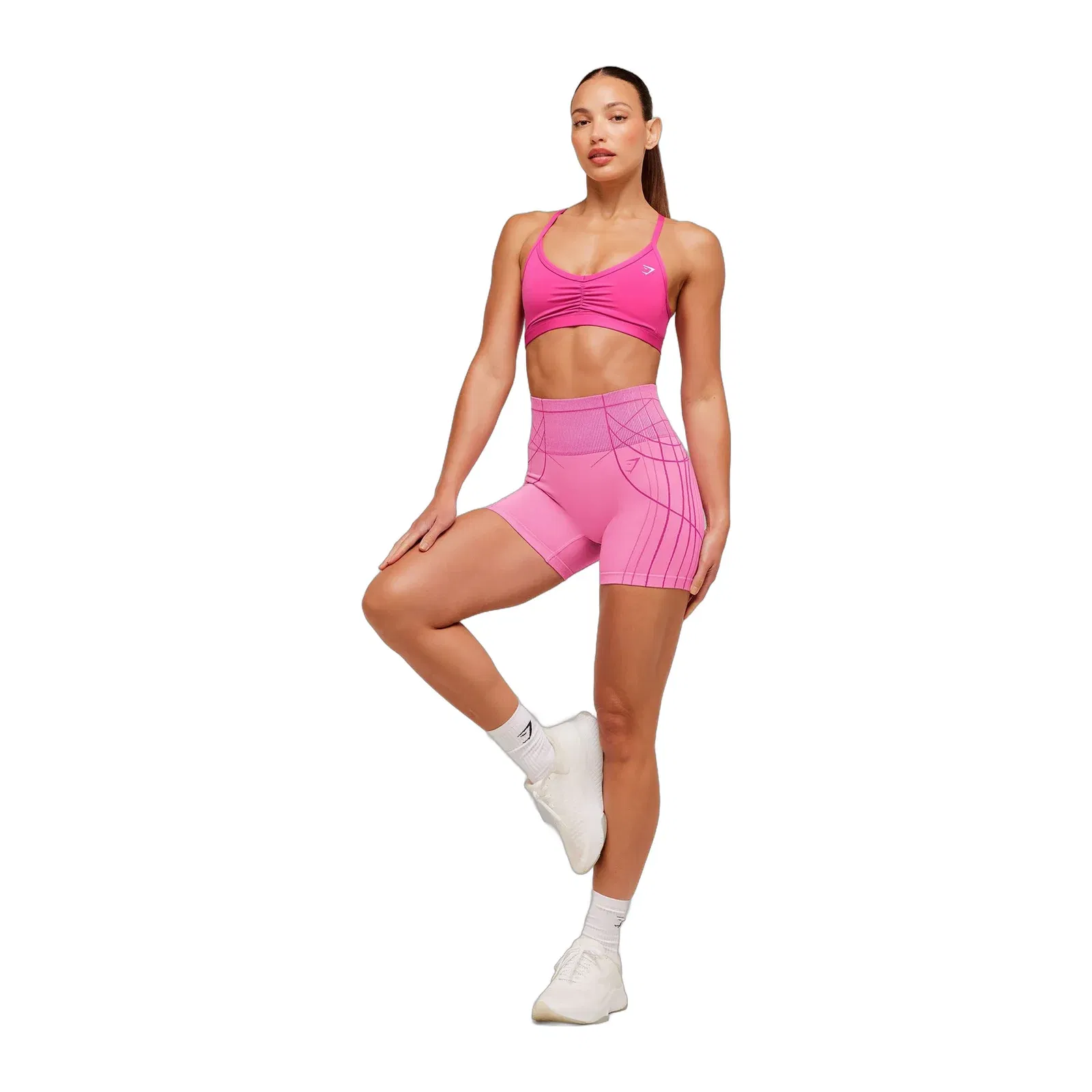 Women's Gymshark Ruched Strappy Sports Bra Super-Set Pink