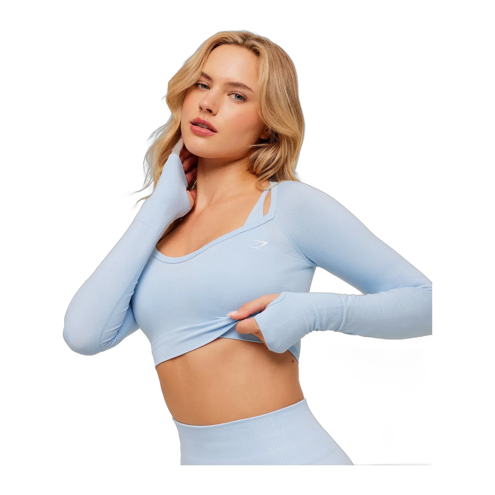 Women's Gymshark Vital Sweetheart Neck Crop Top Chilled Blue