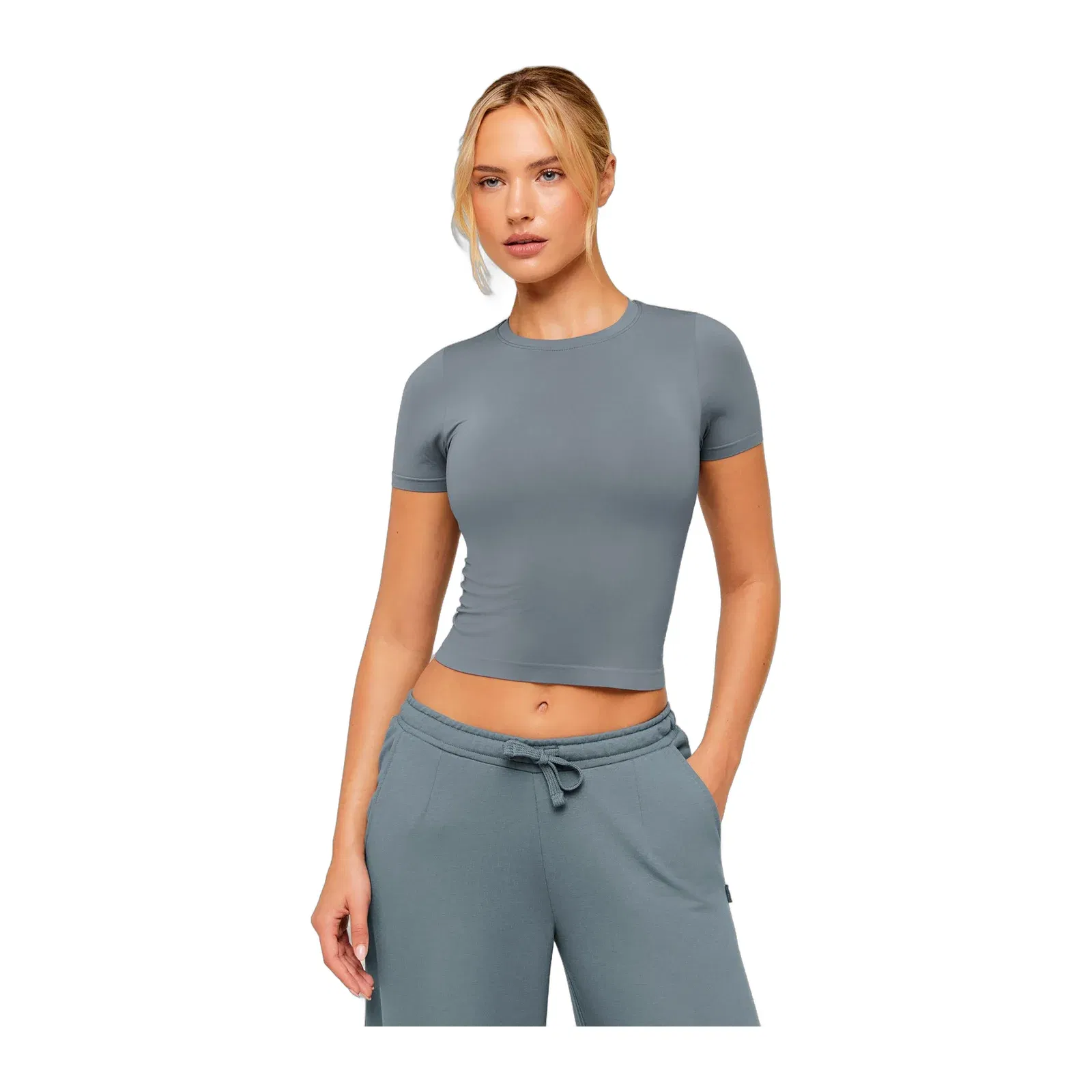 Women's Gymshark Featherform Short Sleeve T-Shirt Iron Blue