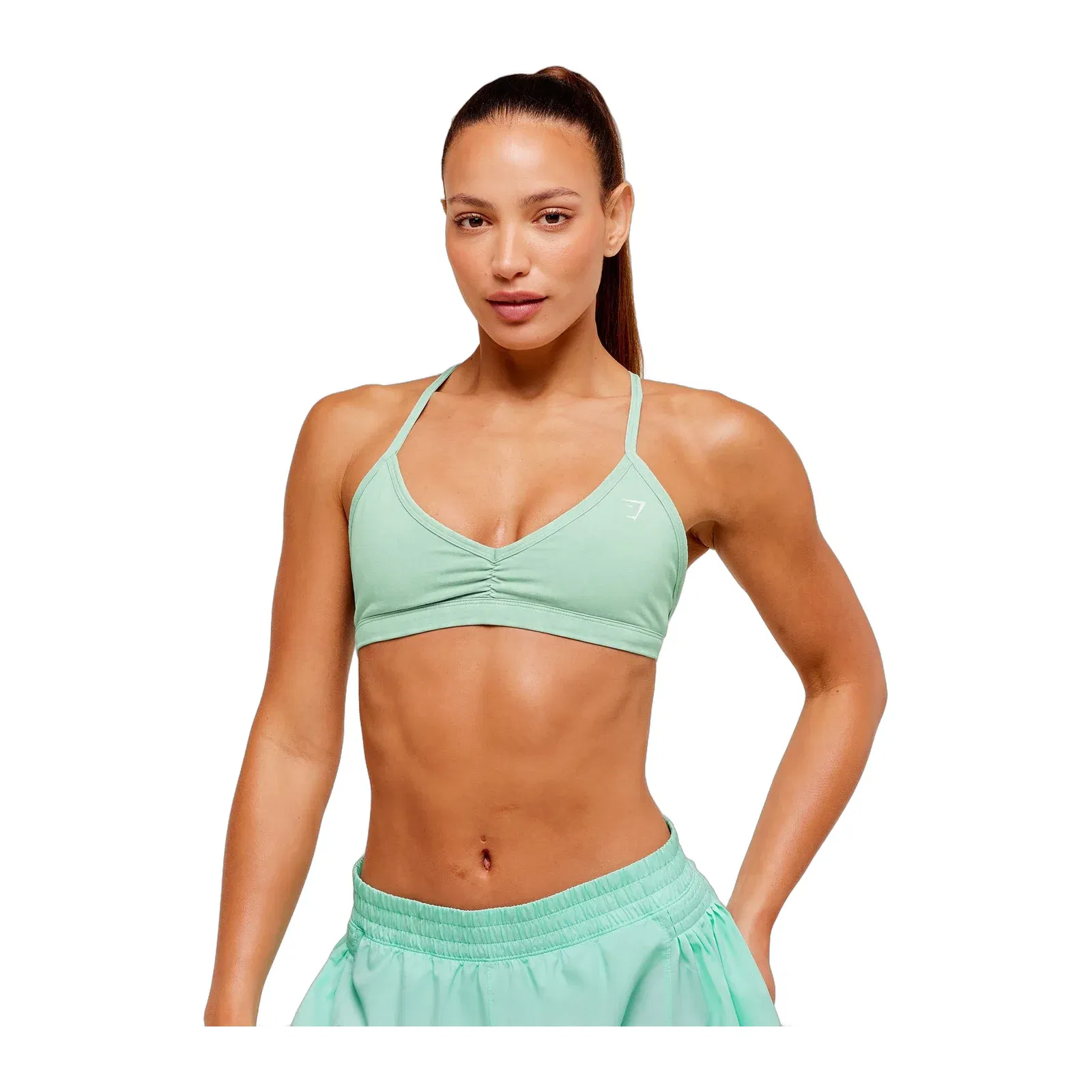 Women's Gymshark Washed Minimal Sports Bra Pop Turquoise