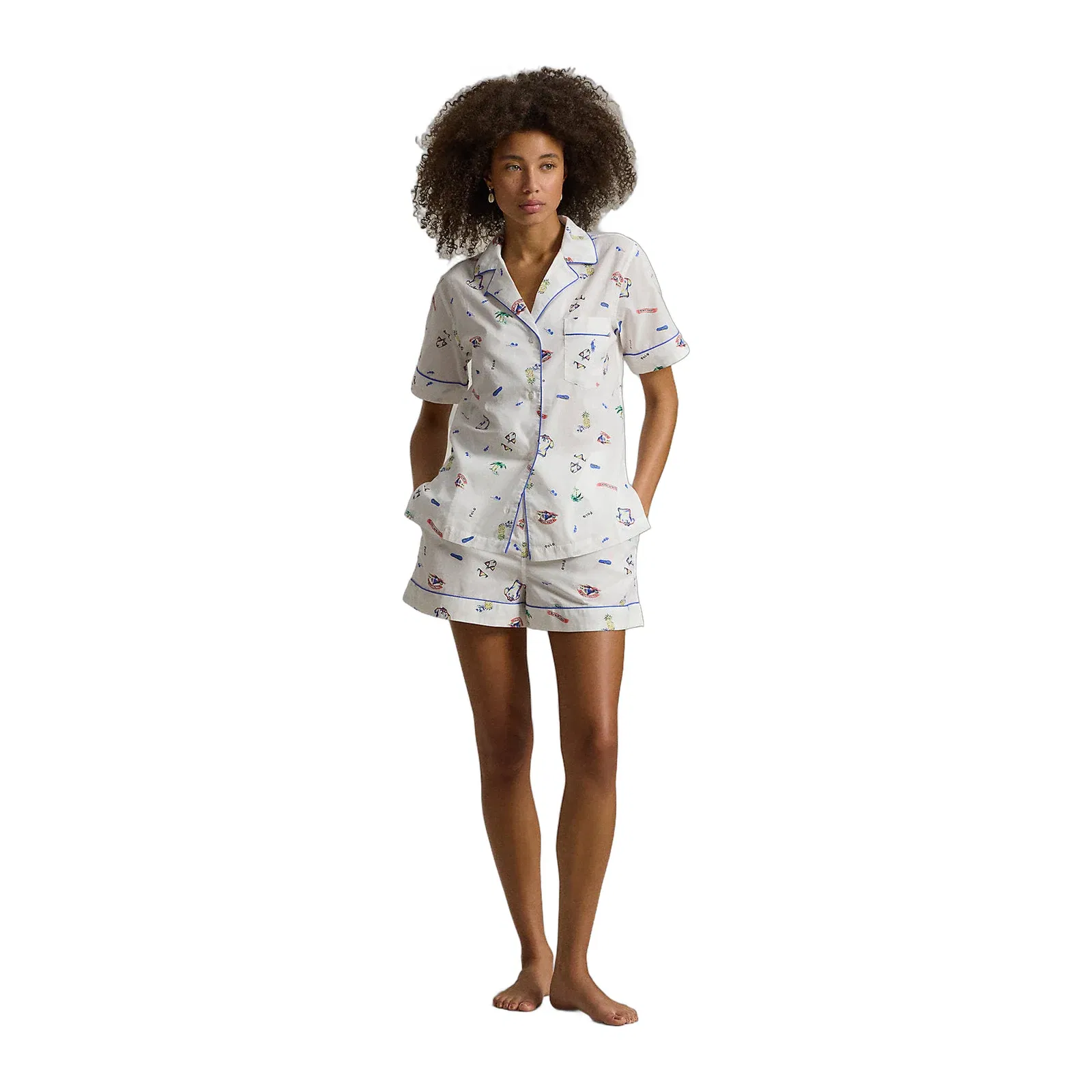 Ralph Lauren Print Cotton Shirt Short Pajama Set